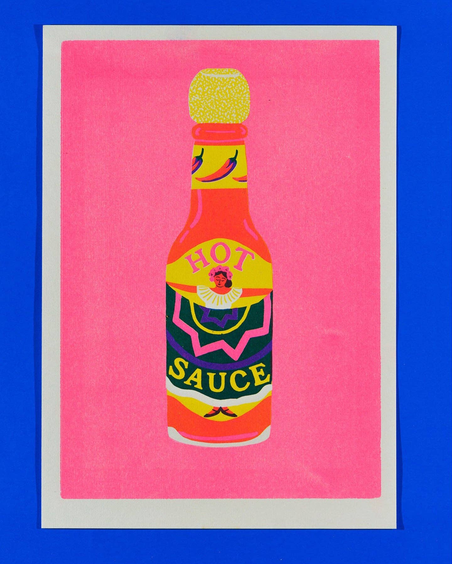 Pink Chilli Sauce Risograph A4 Print