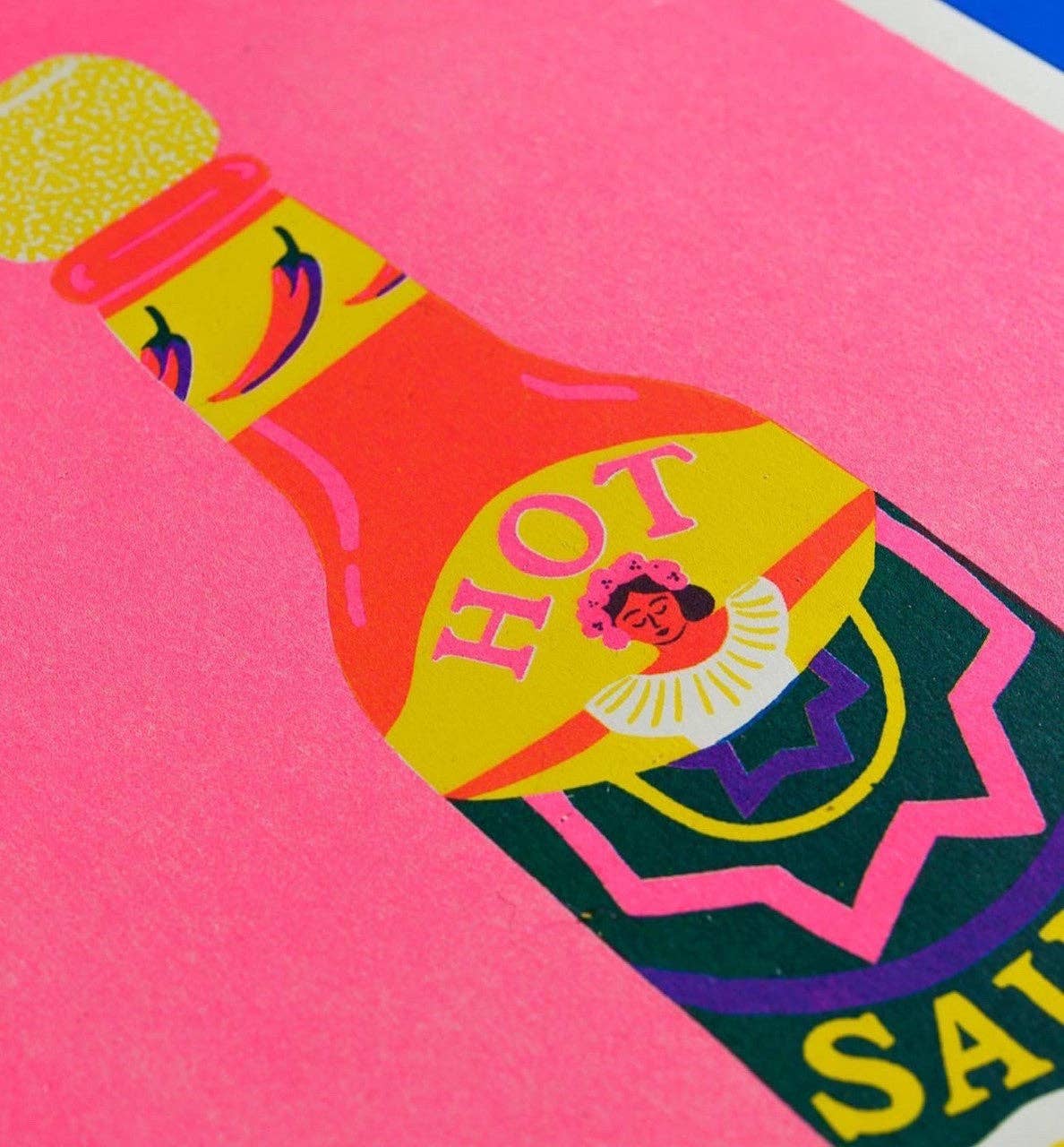 Pink Chilli Sauce Risograph A4 Print - Image 2