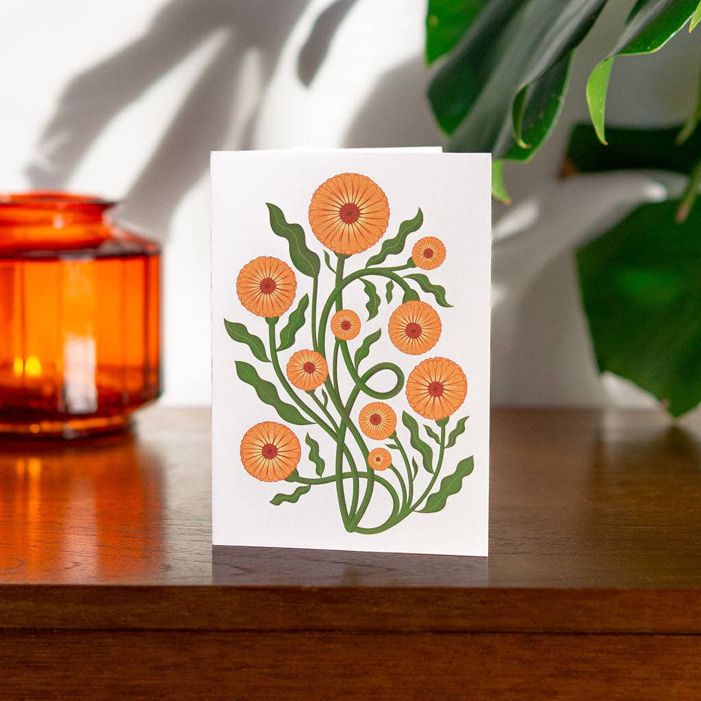 Pot Marigold Botanical Greetings Card