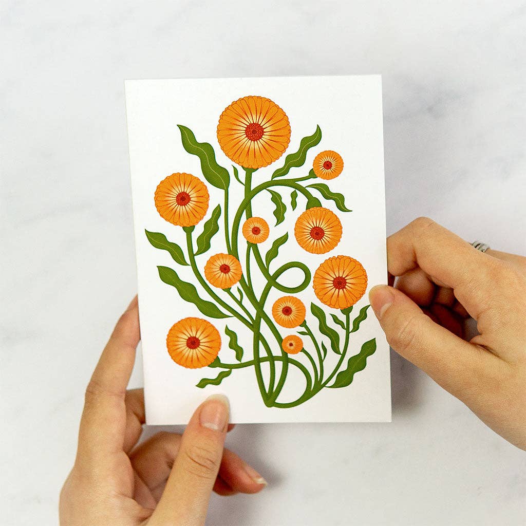 Pot Marigold Botanical Greetings Card - Image 3