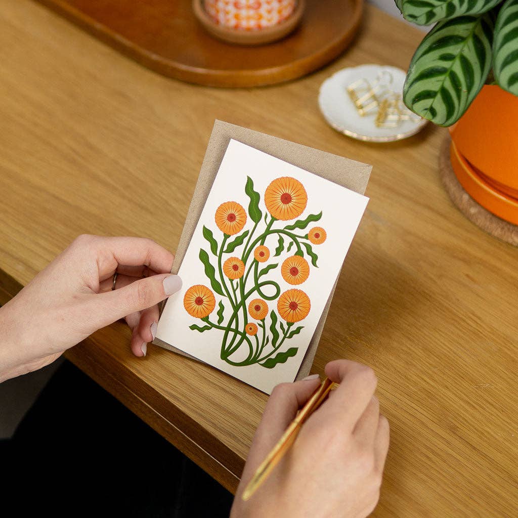Pot Marigold Botanical Greetings Card - Image 4