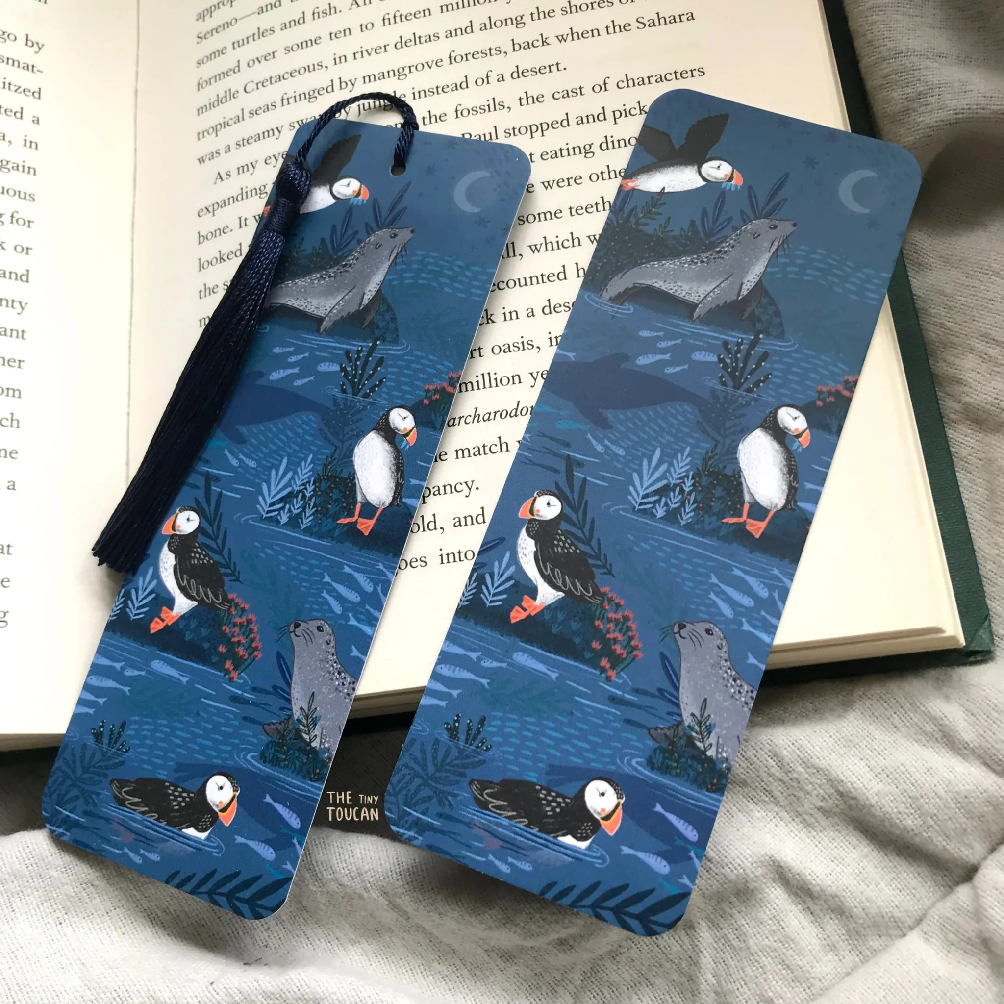 Puffins and Seals Bookmark with Tassel - Image 2