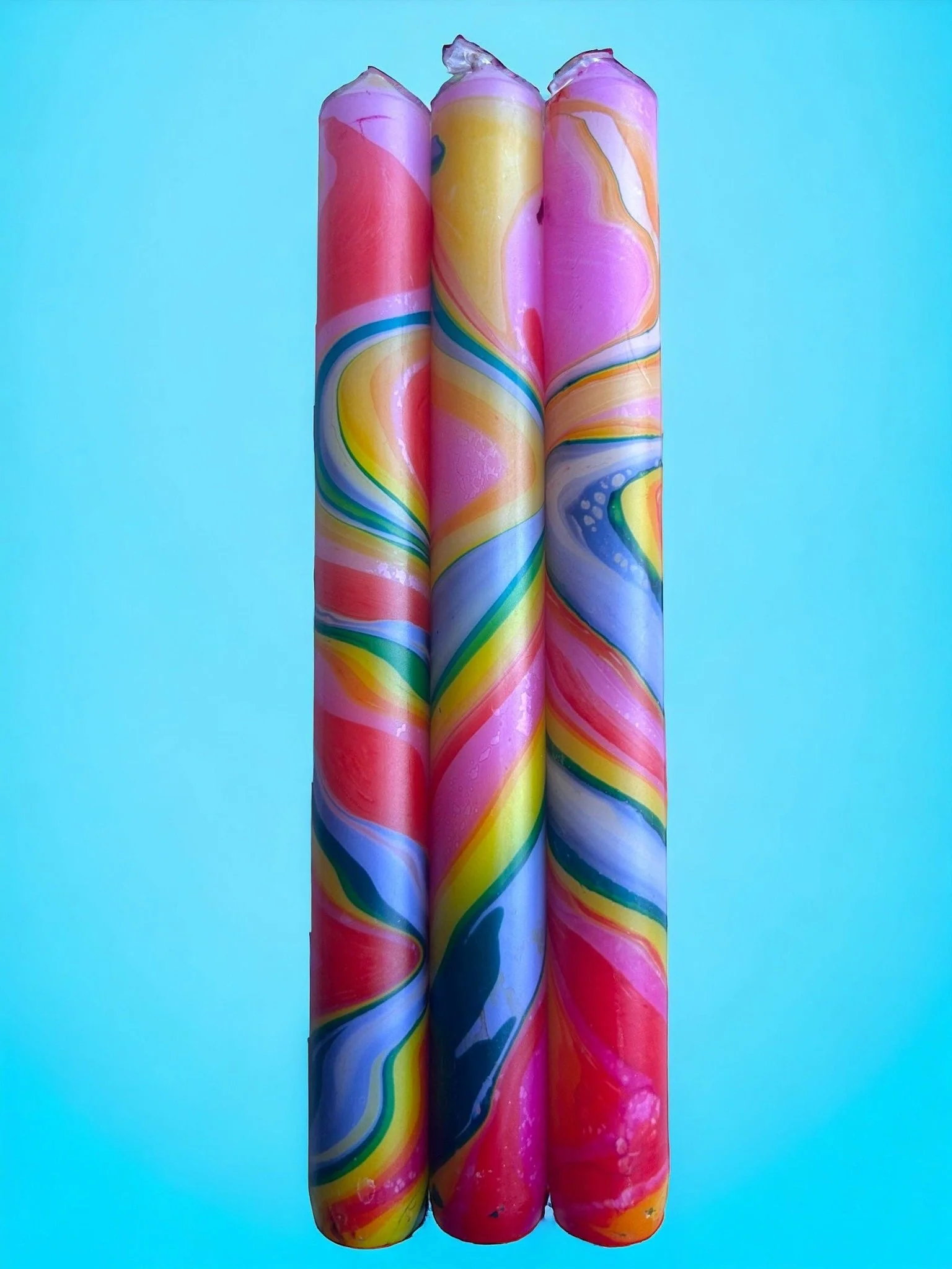 RADIANT HORIZON- Marbled Dinner Candle Trio - Image 2