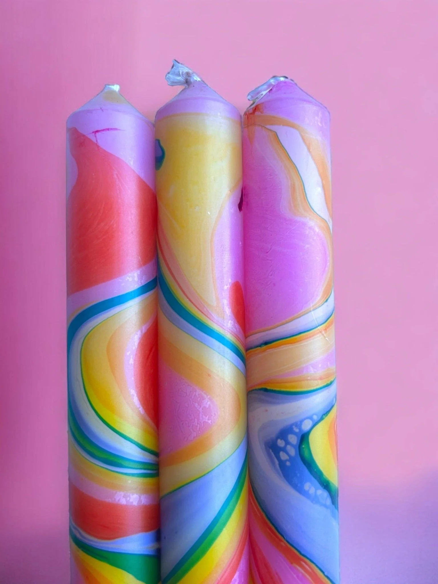 RADIANT HORIZON- Marbled Dinner Candle Trio - Image 5