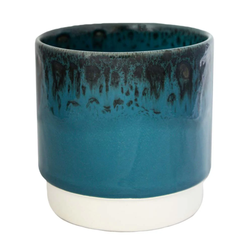 Reactive Glazed Planter in Aqua