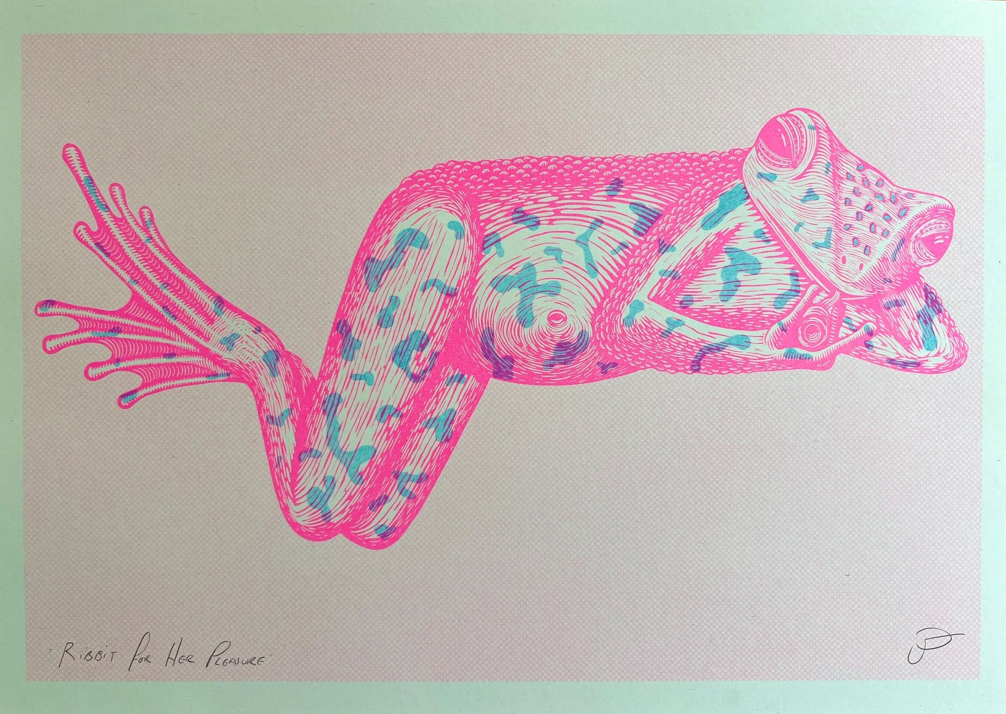 'Ribbit For Her Pleasure' Sexy Frog Riso Art Print - Image 3