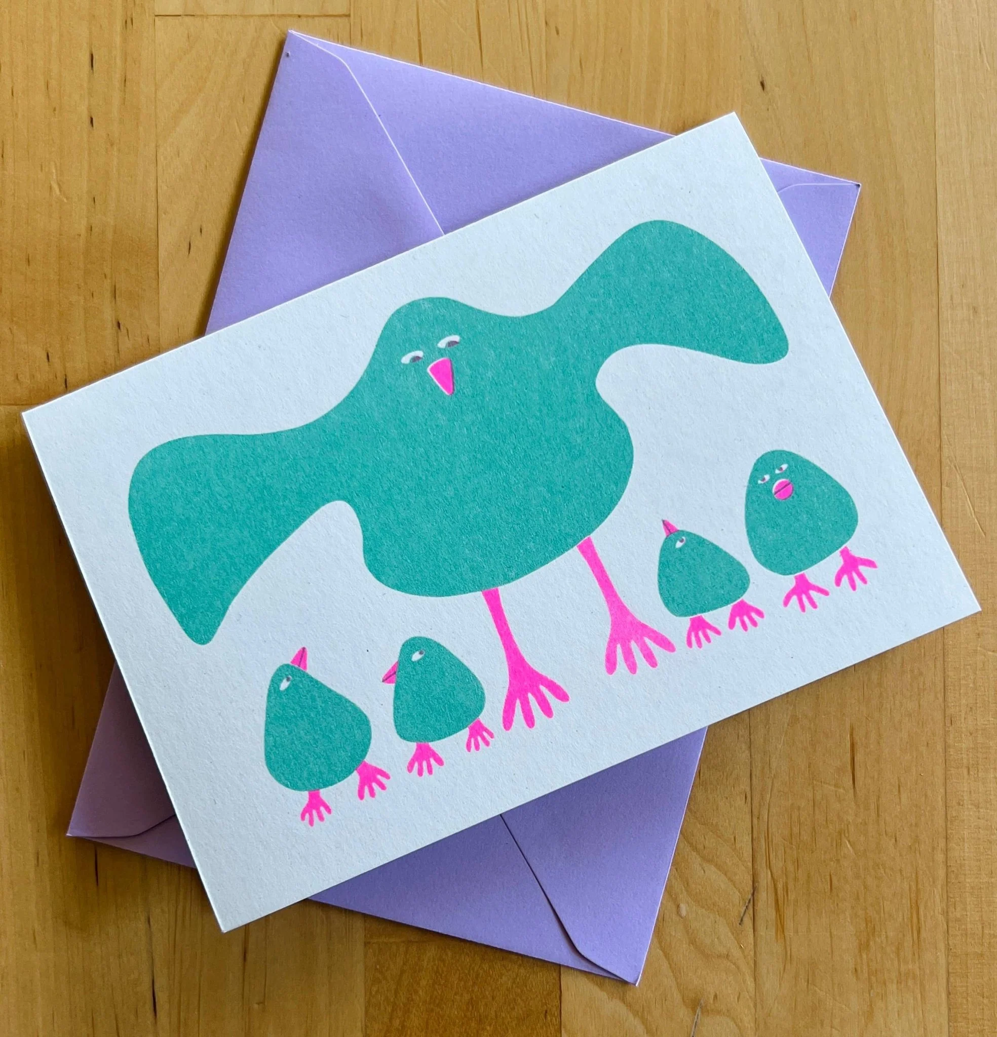 Brood Bird Riso Greetings Card