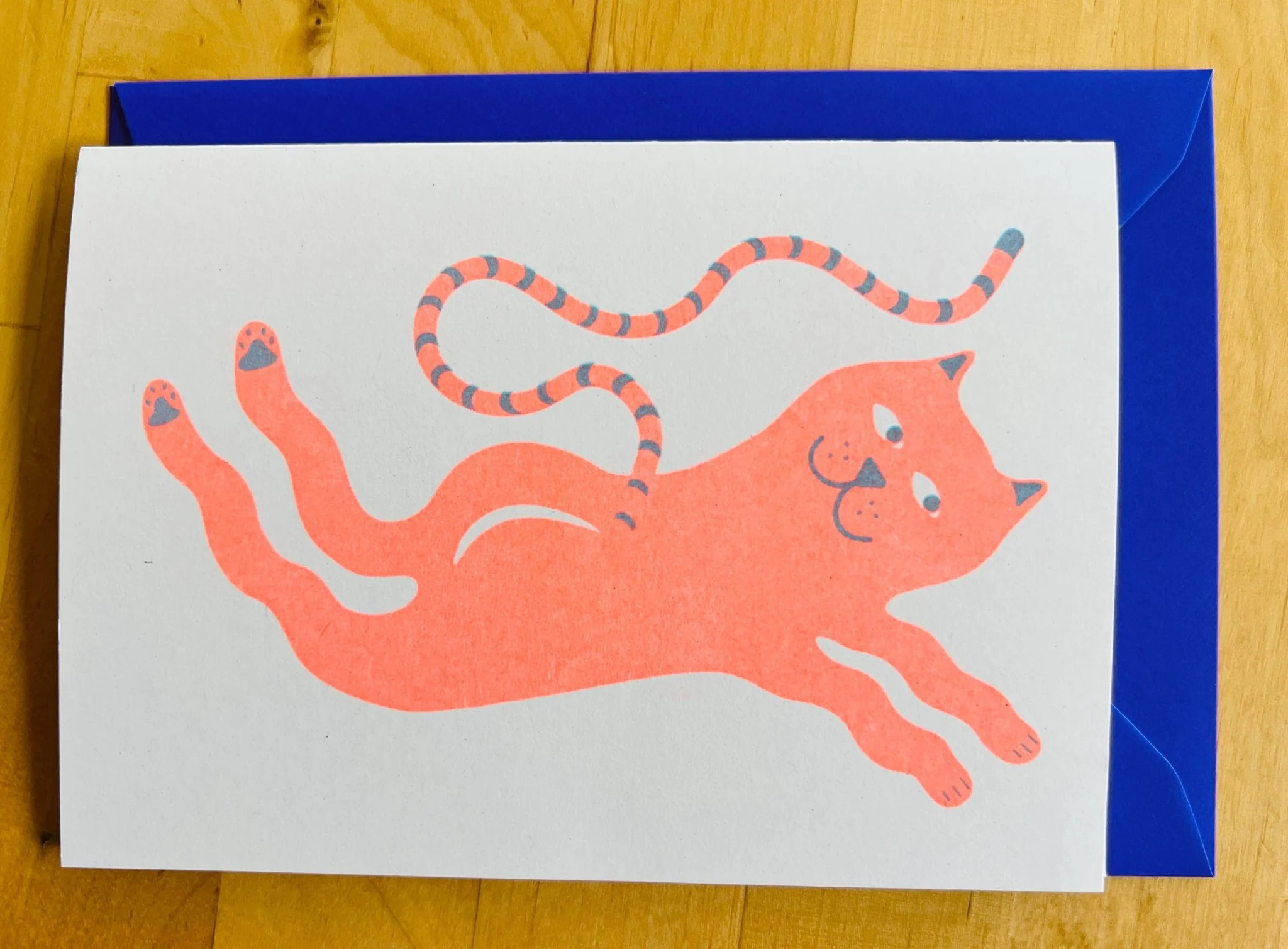 Silly Cat Riso Greetings Card