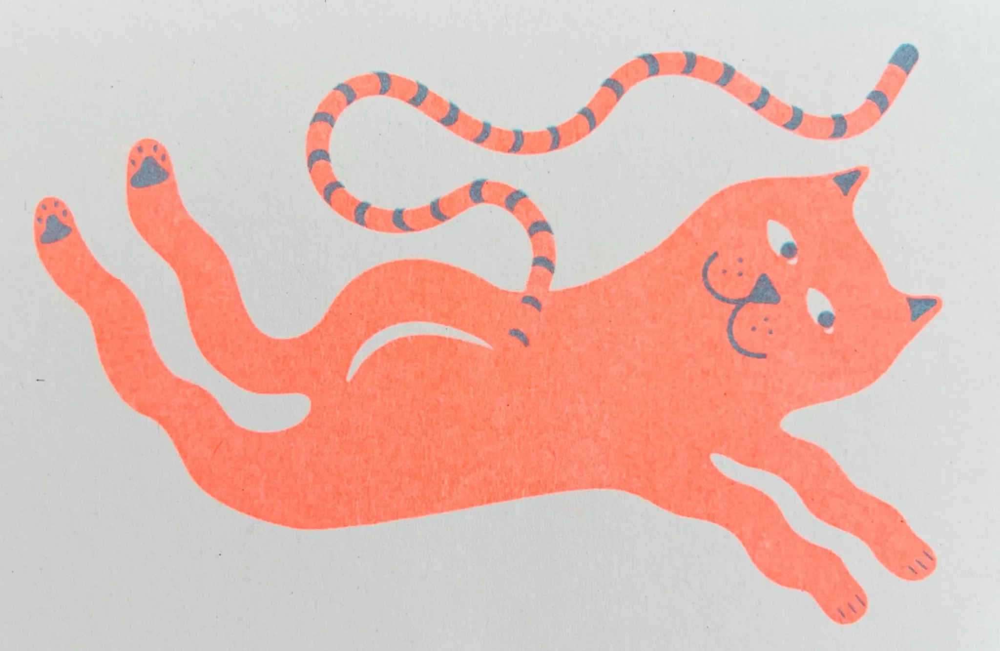 Silly Cat Riso Greetings Card - Image 3