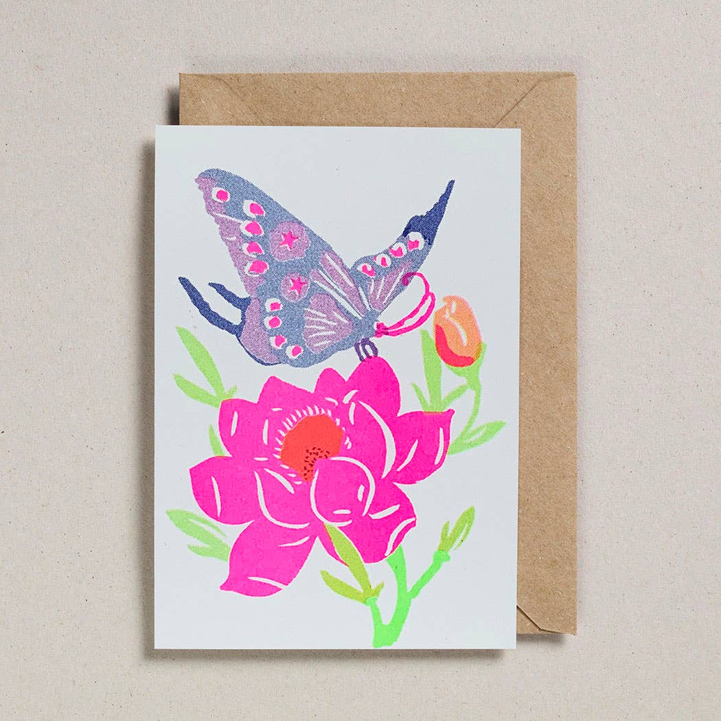Butterfly Riso Papercut Greetings Card