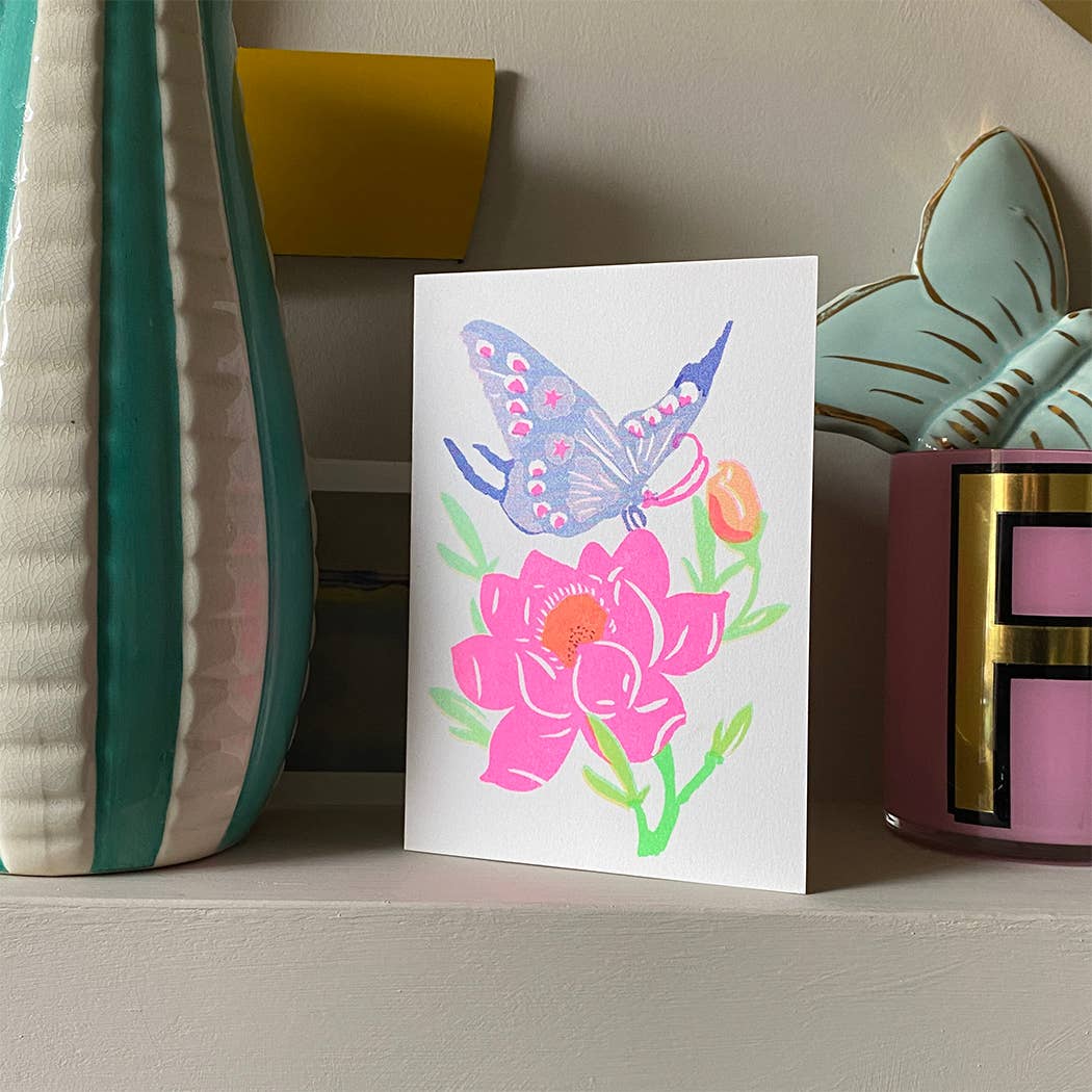 Butterfly Riso Papercut Greetings Card - Image 2