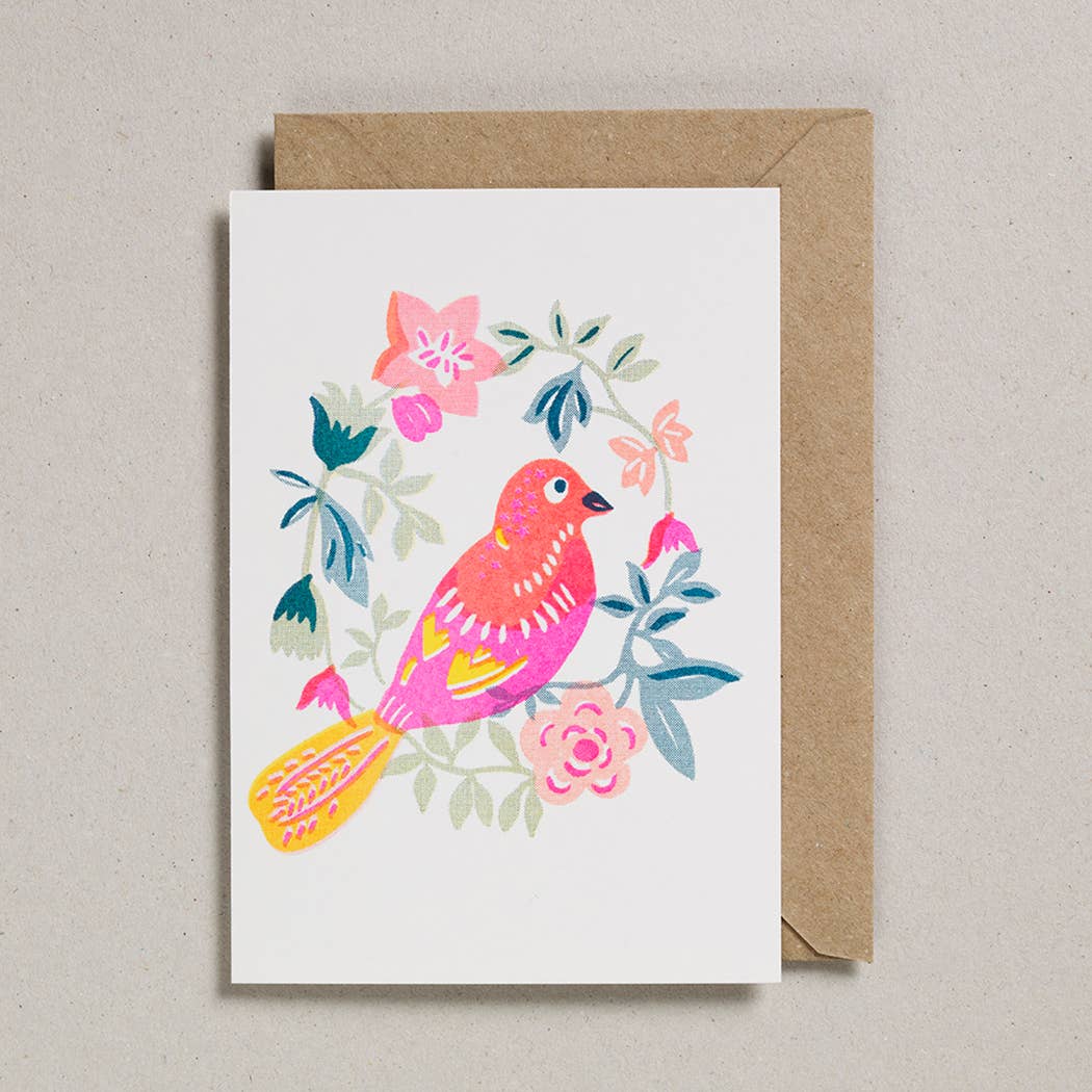 Tropical Bird Riso Papercut Greetings Card