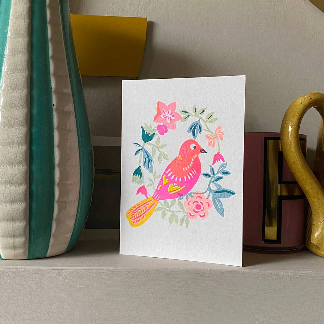 Tropical Bird Riso Papercut Greetings Card - Image 2