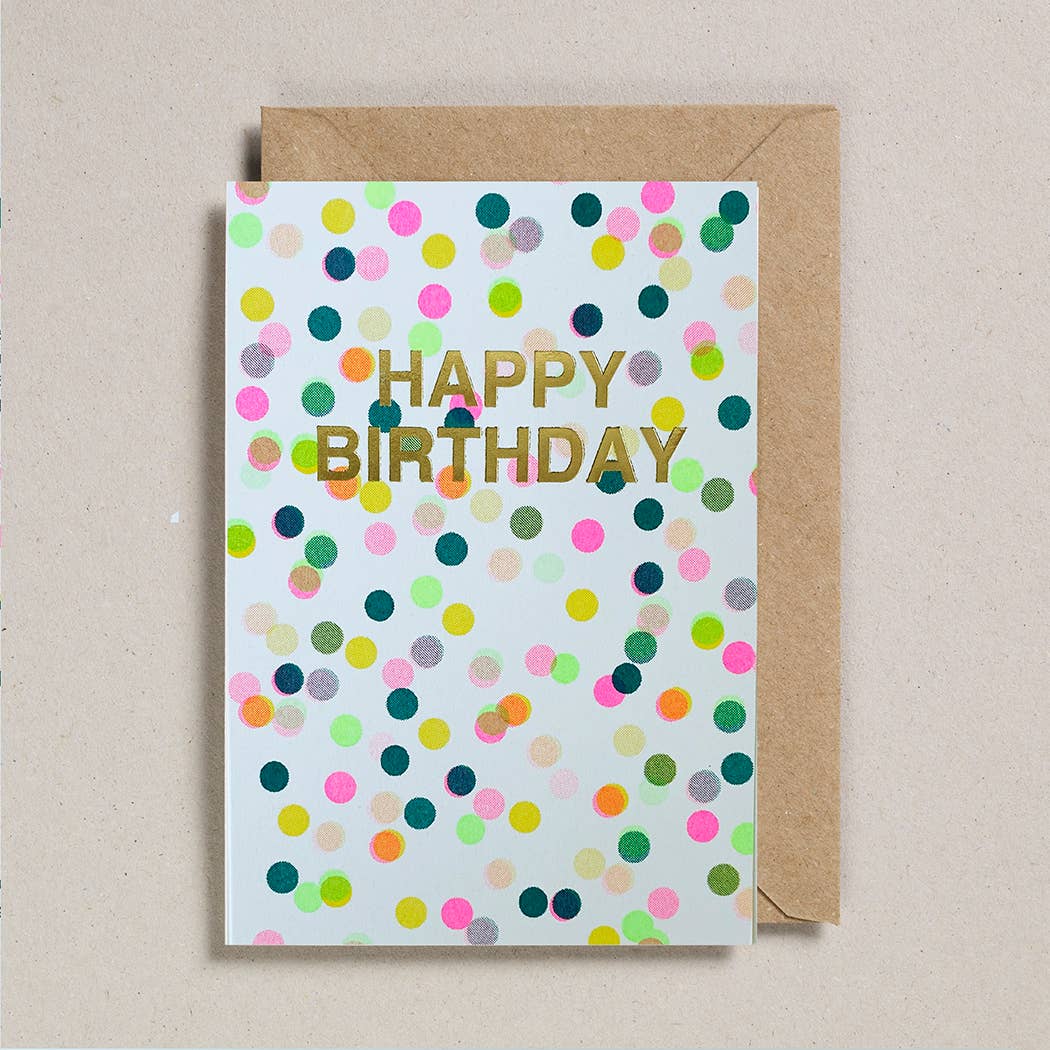 Happy Birthday Confetti Riso Shapes Greetings Card