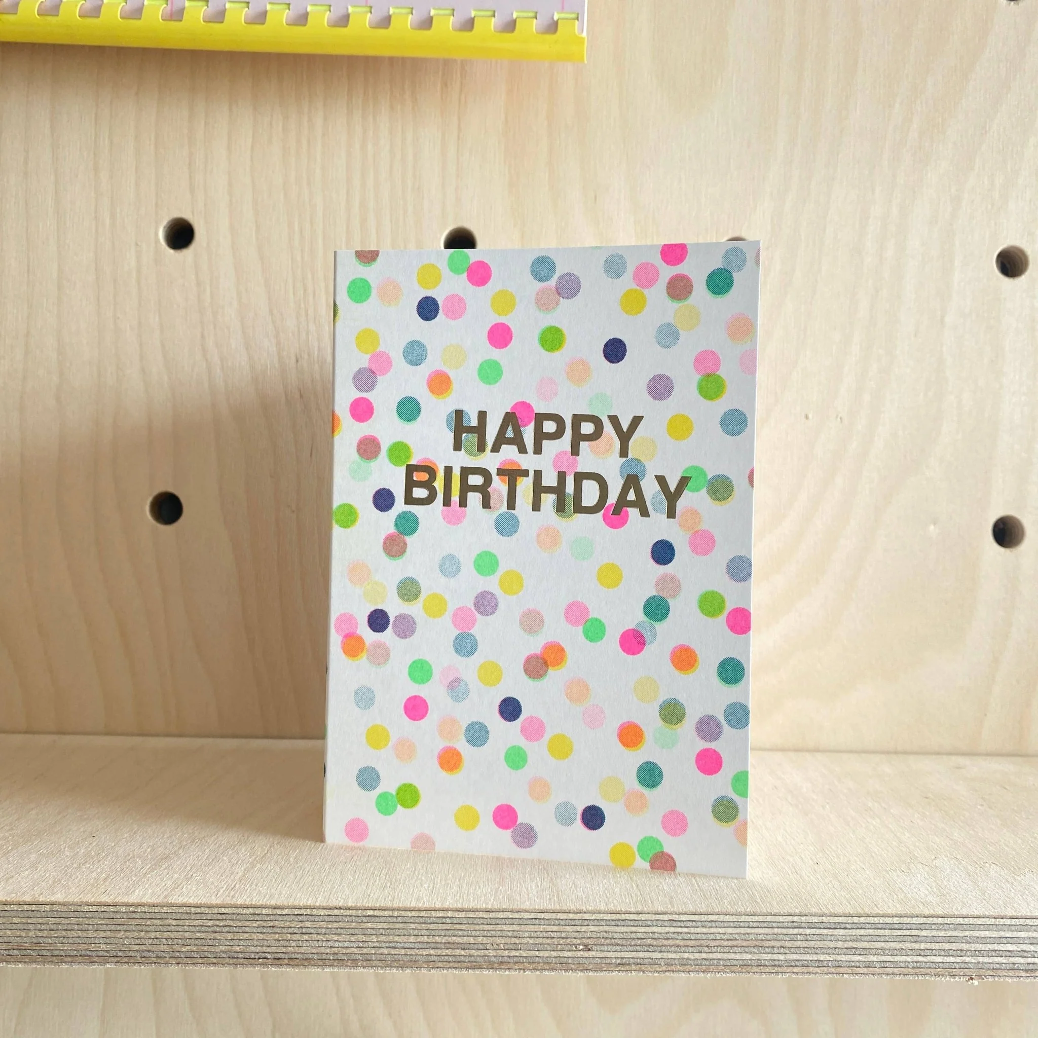 Happy Birthday Confetti Riso Shapes Greetings Card - Image 2