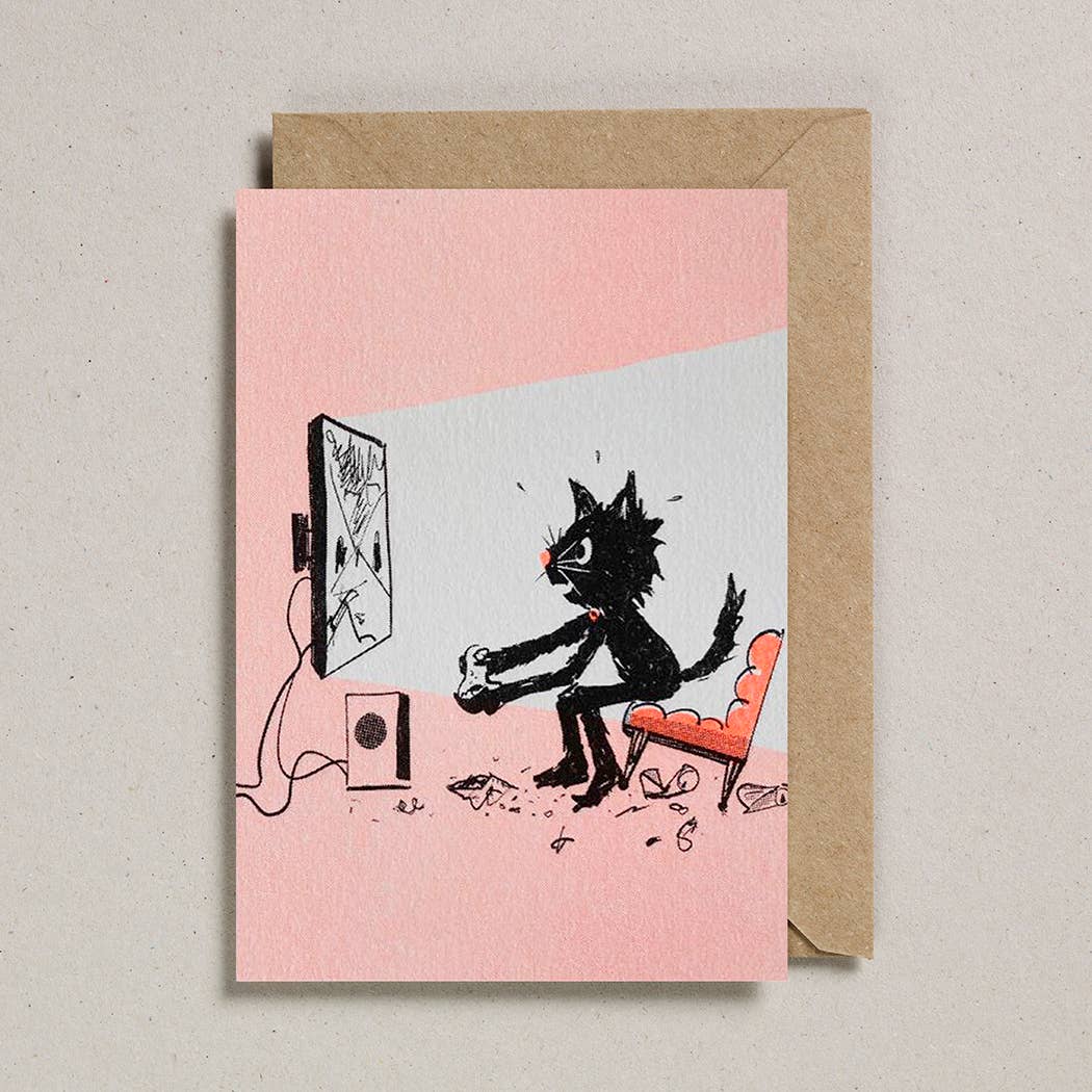 Gamer Cat Greetings Card