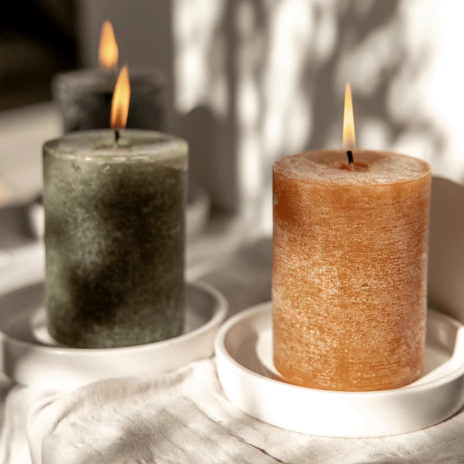 Sandalwood, Scented Coloured Pillar Candle - Image 2