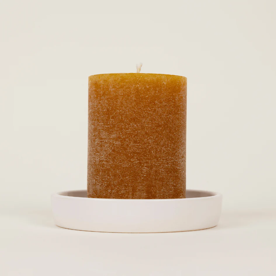 Sandalwood, Scented Coloured Pillar Candle - Image 3