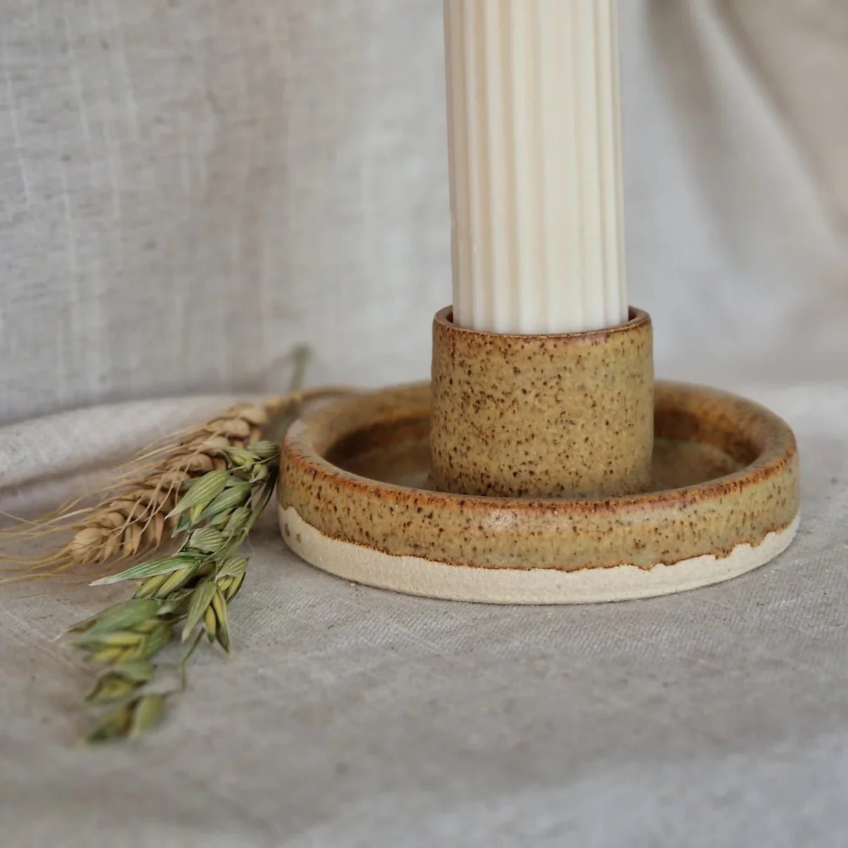 Sandstone Ceramic Candlestick Holder