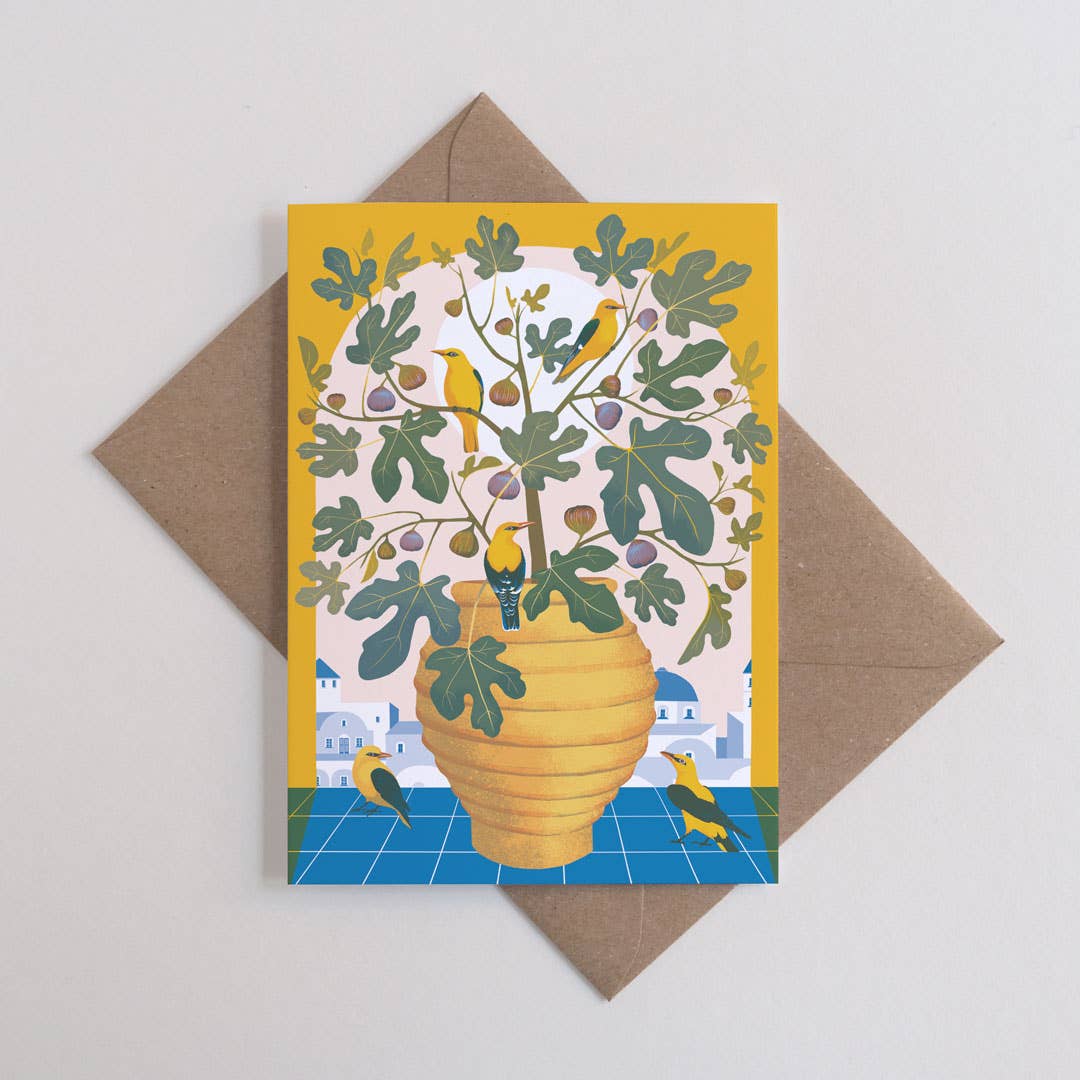 Santorini | Everyday greetings card | Mediterranean, floral