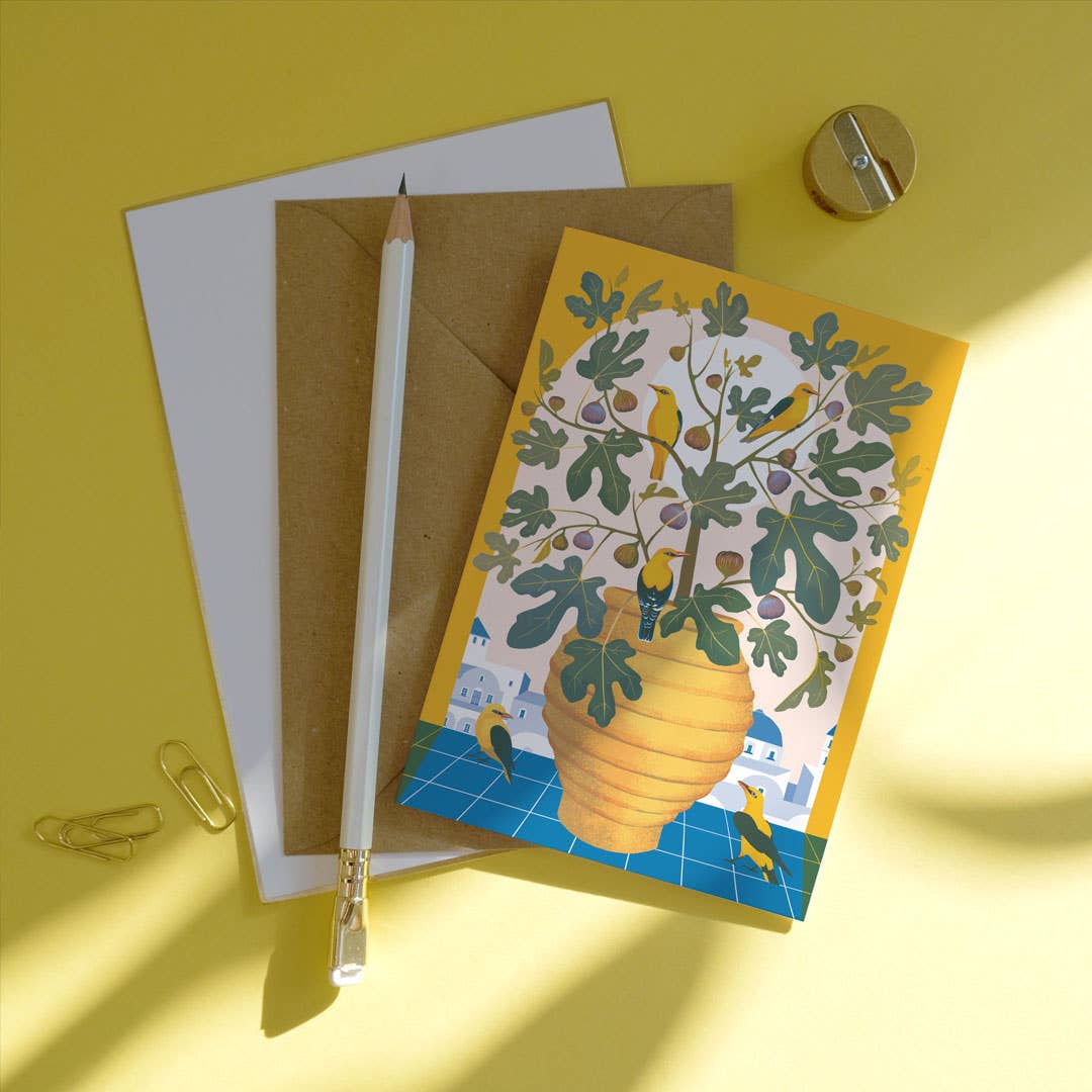 Santorini | Everyday greetings card | Mediterranean, floral - Image 2