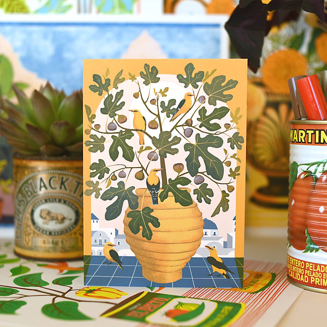 Santorini | Everyday greetings card | Mediterranean, floral - Image 3