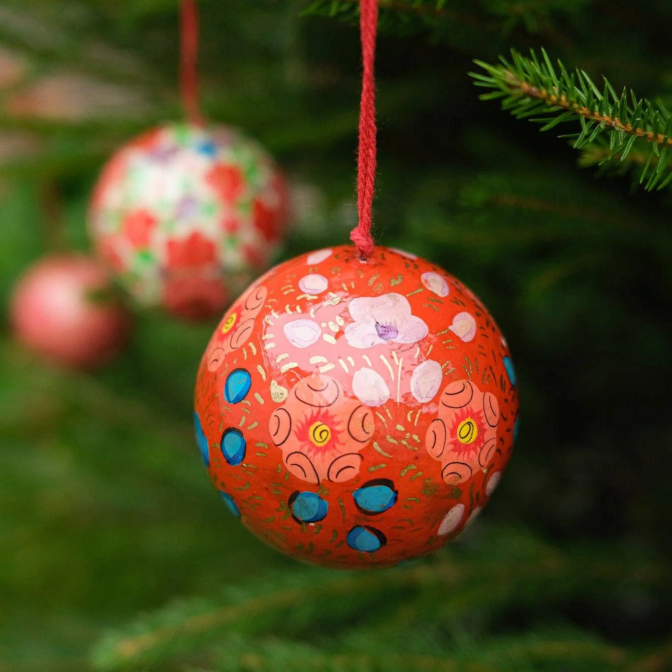 Scarlet Red and Blue Bauble