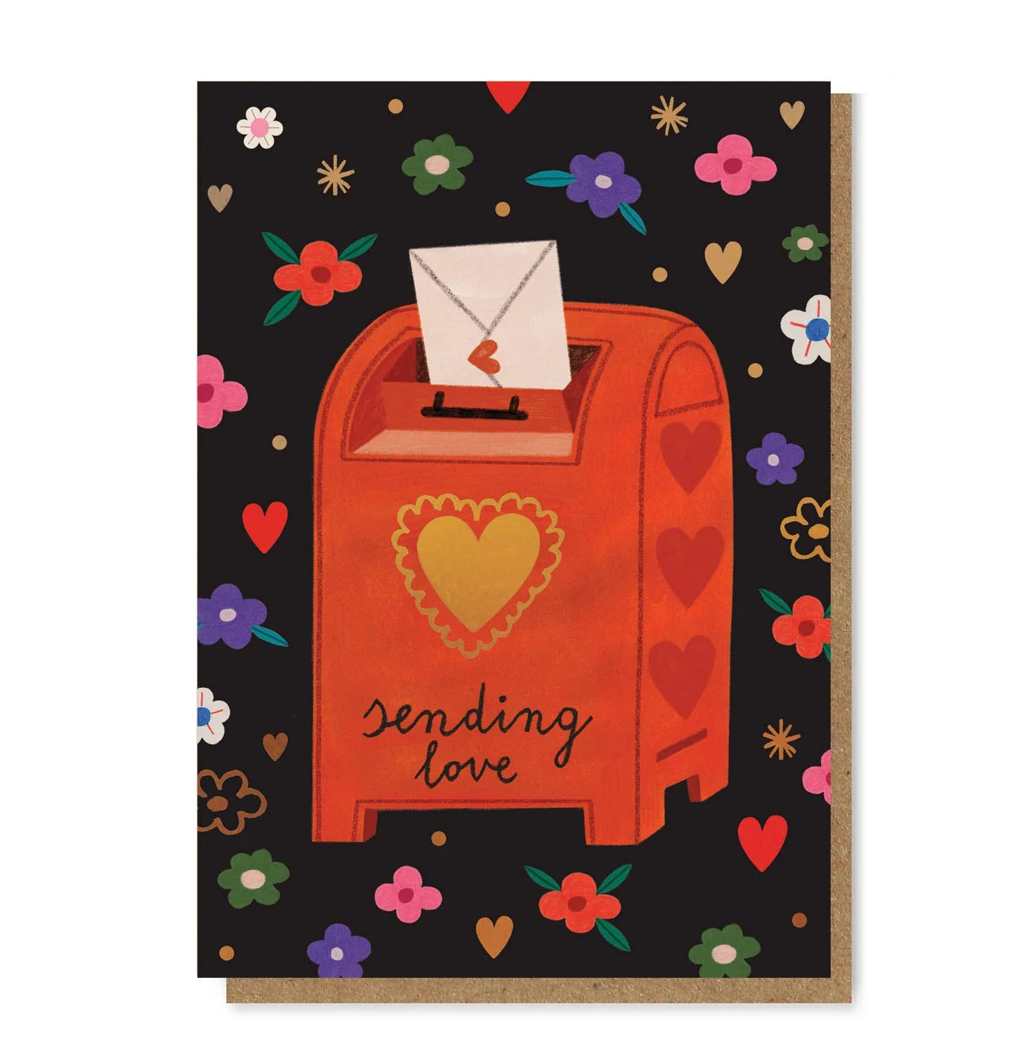 SENDING LOVE gold foil Greetings Card