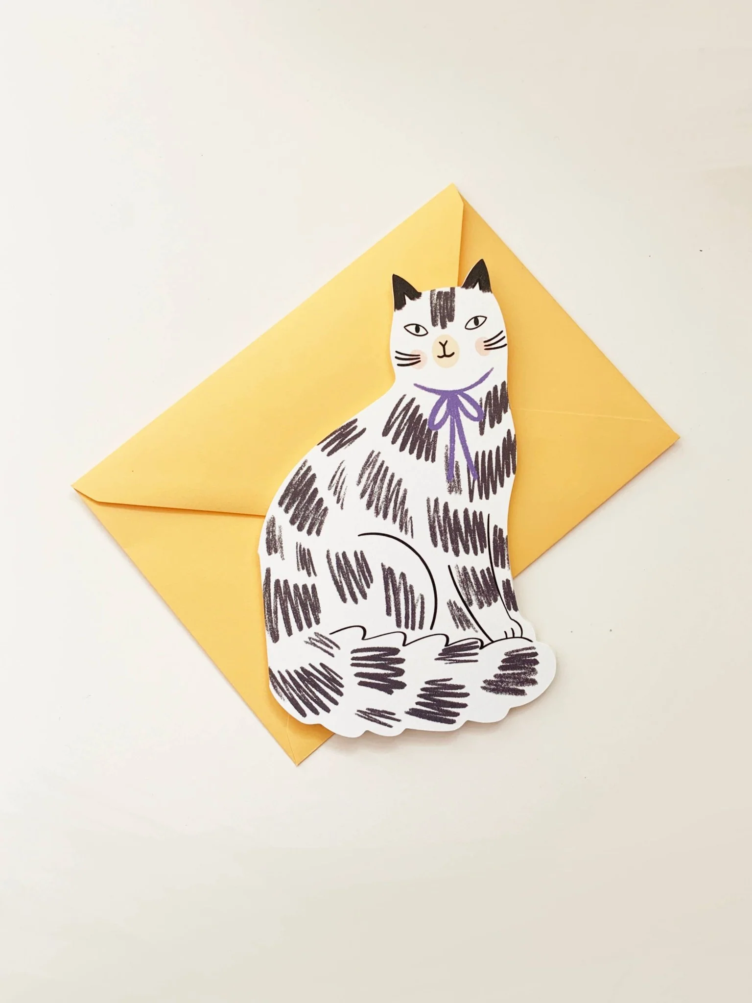 Sitting Kitty Shaped Greetings Card