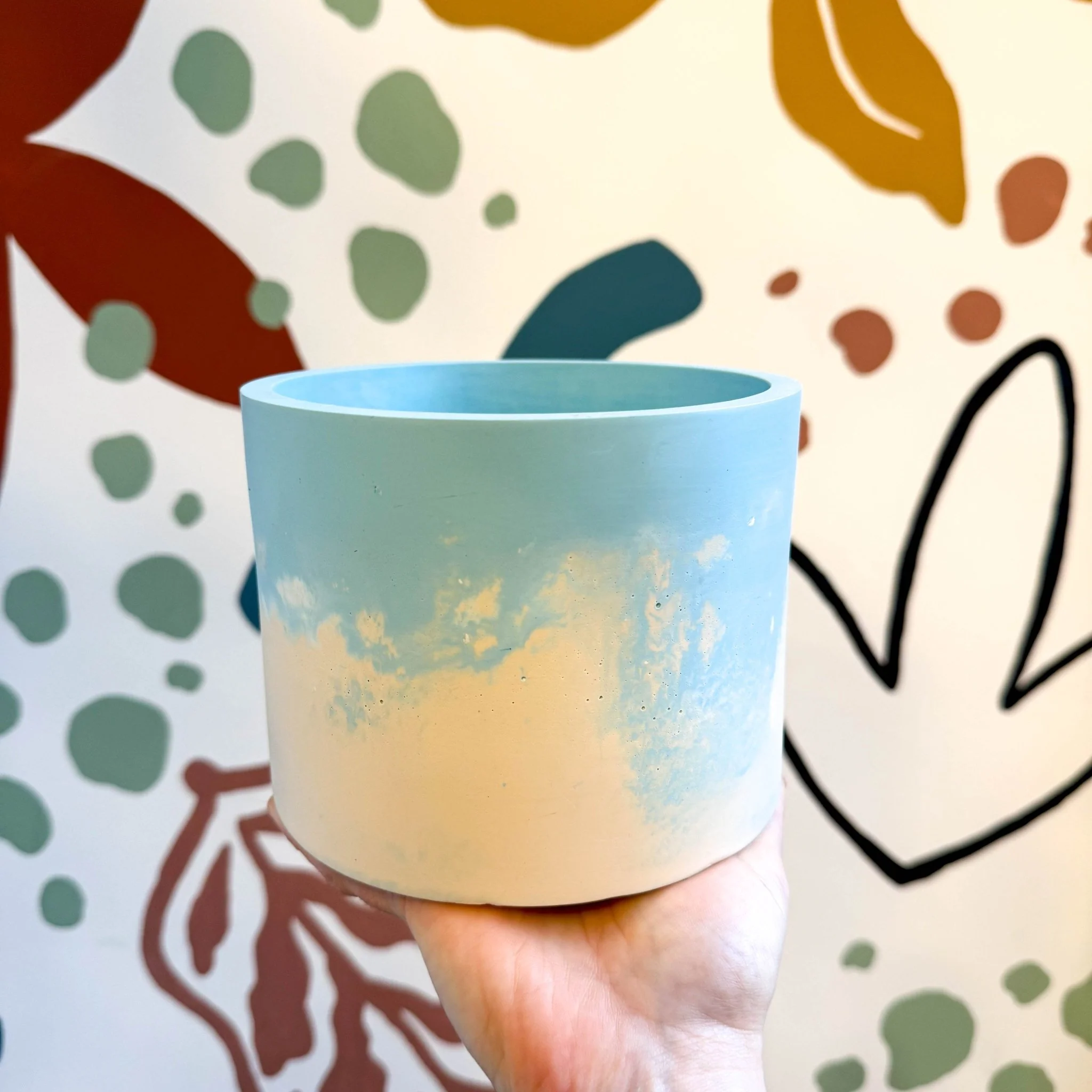Sky Blue and Putty Jesmonite Pot