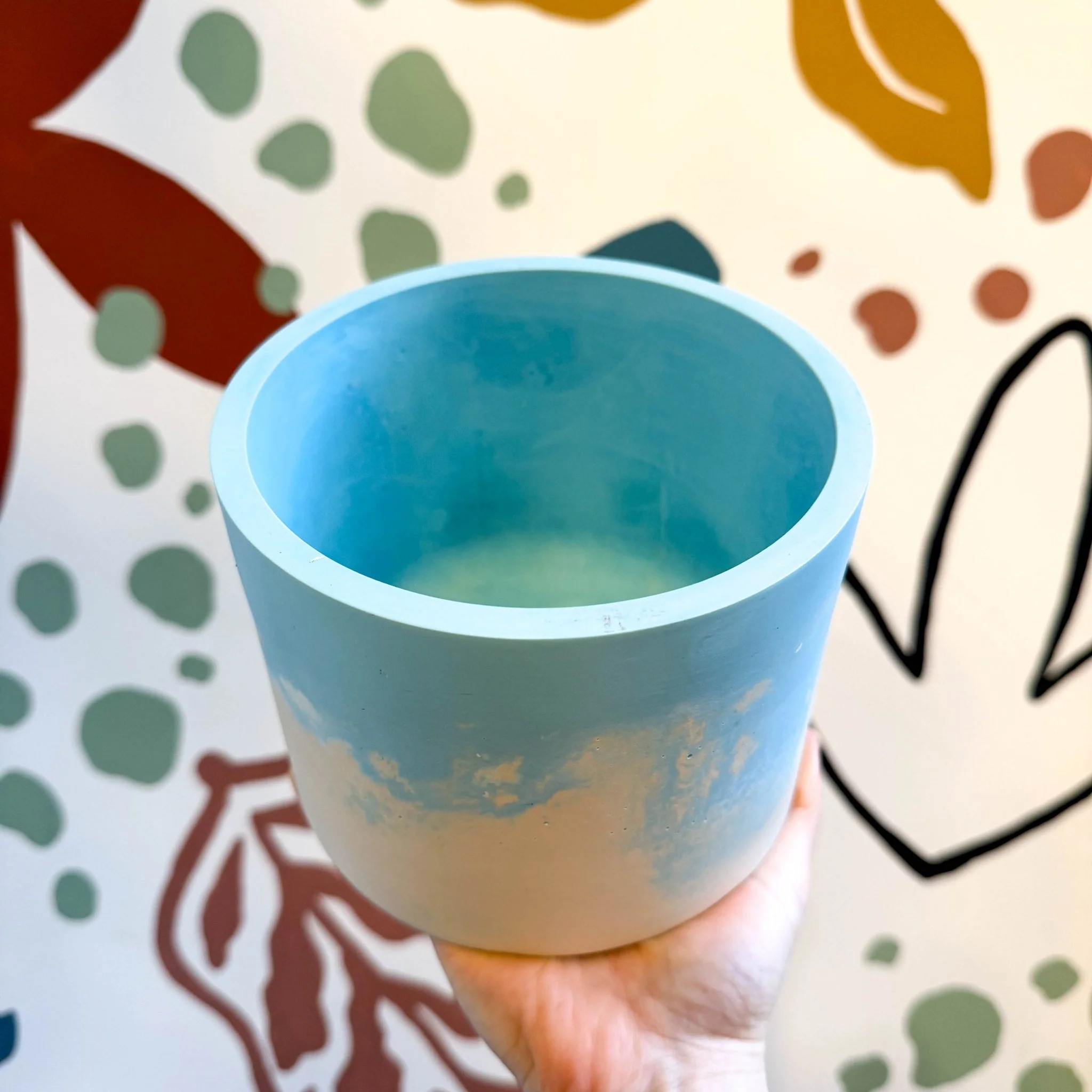 Sky Blue and Putty Jesmonite Pot - Image 2