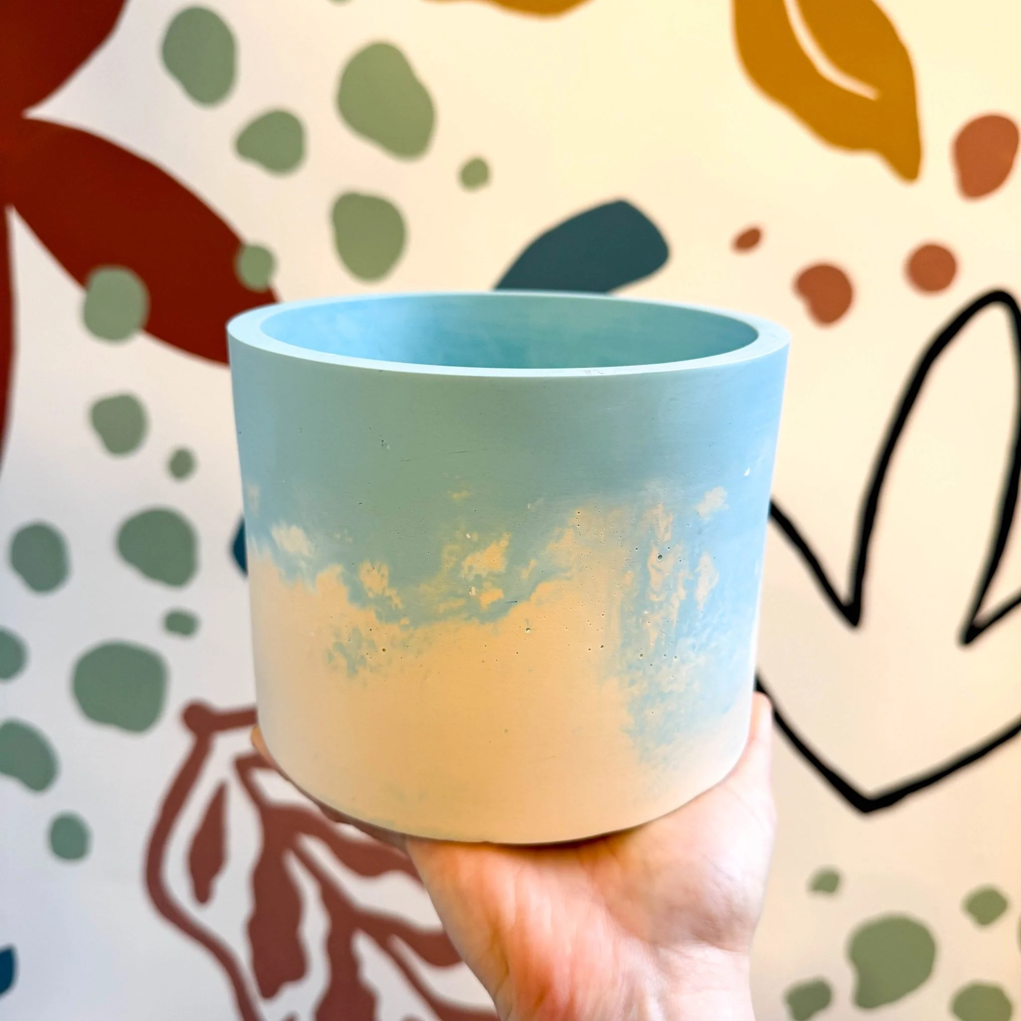 Sky Blue and Putty Jesmonite Pot - Image 3