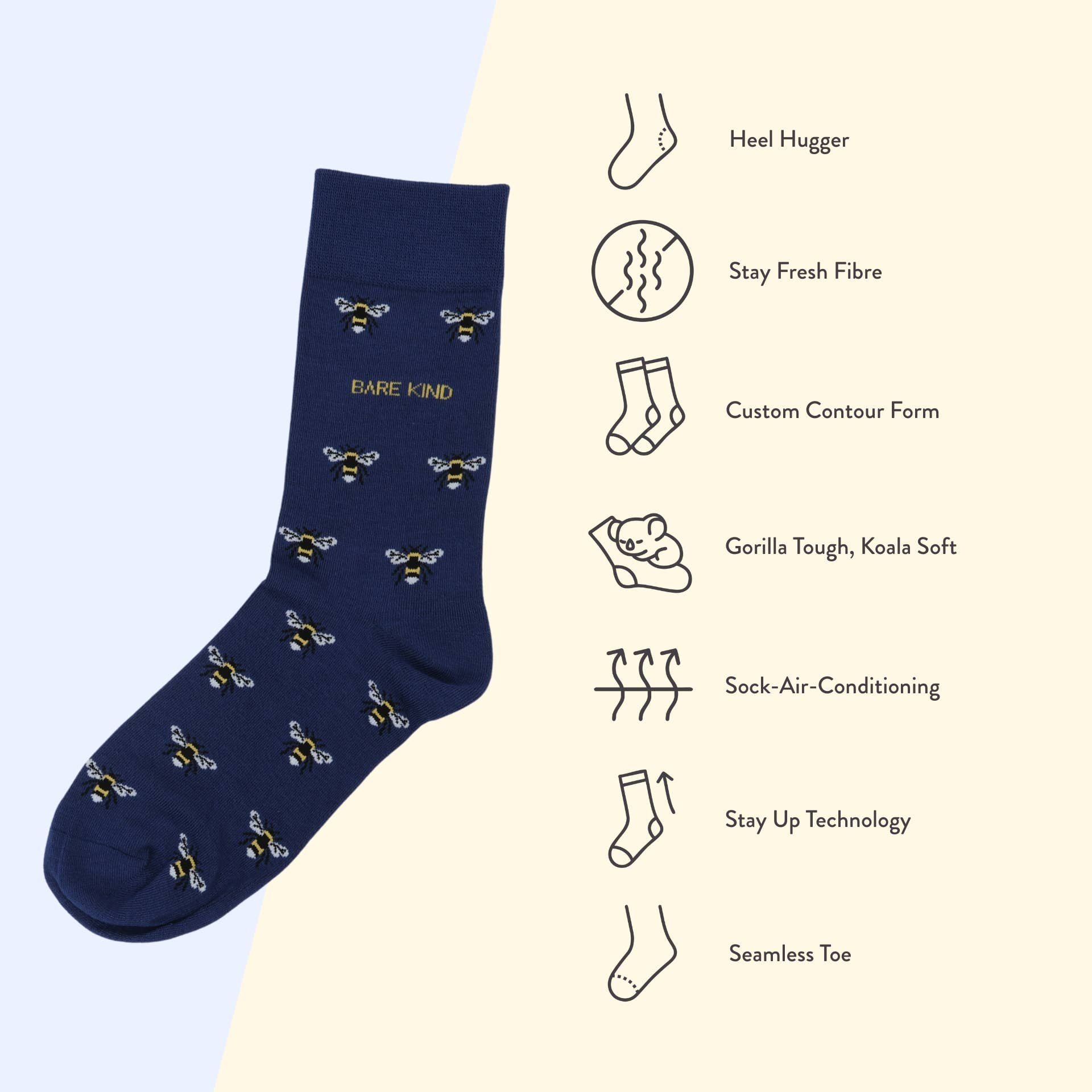 Small Motif Bee Bamboo Socks - Image 7