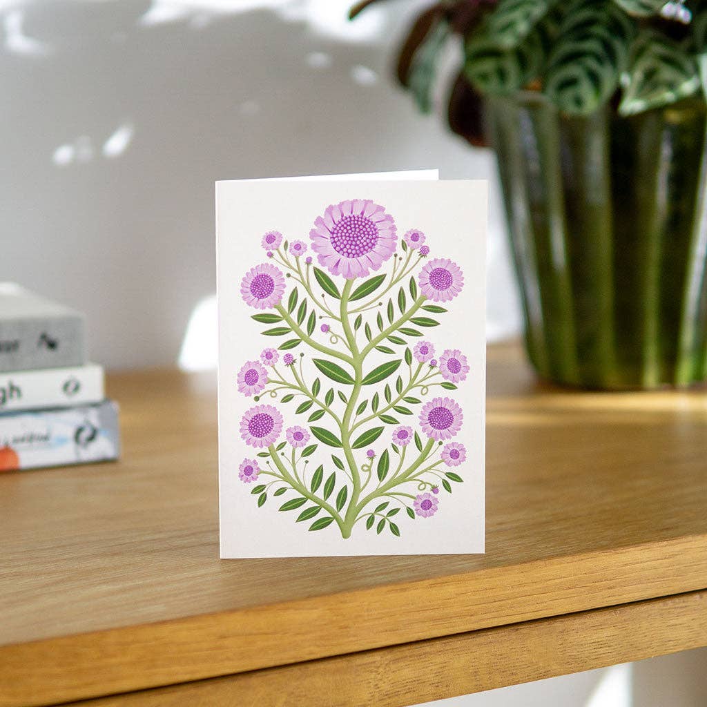 Small Scabious Flowers Greetings Card - Image 2