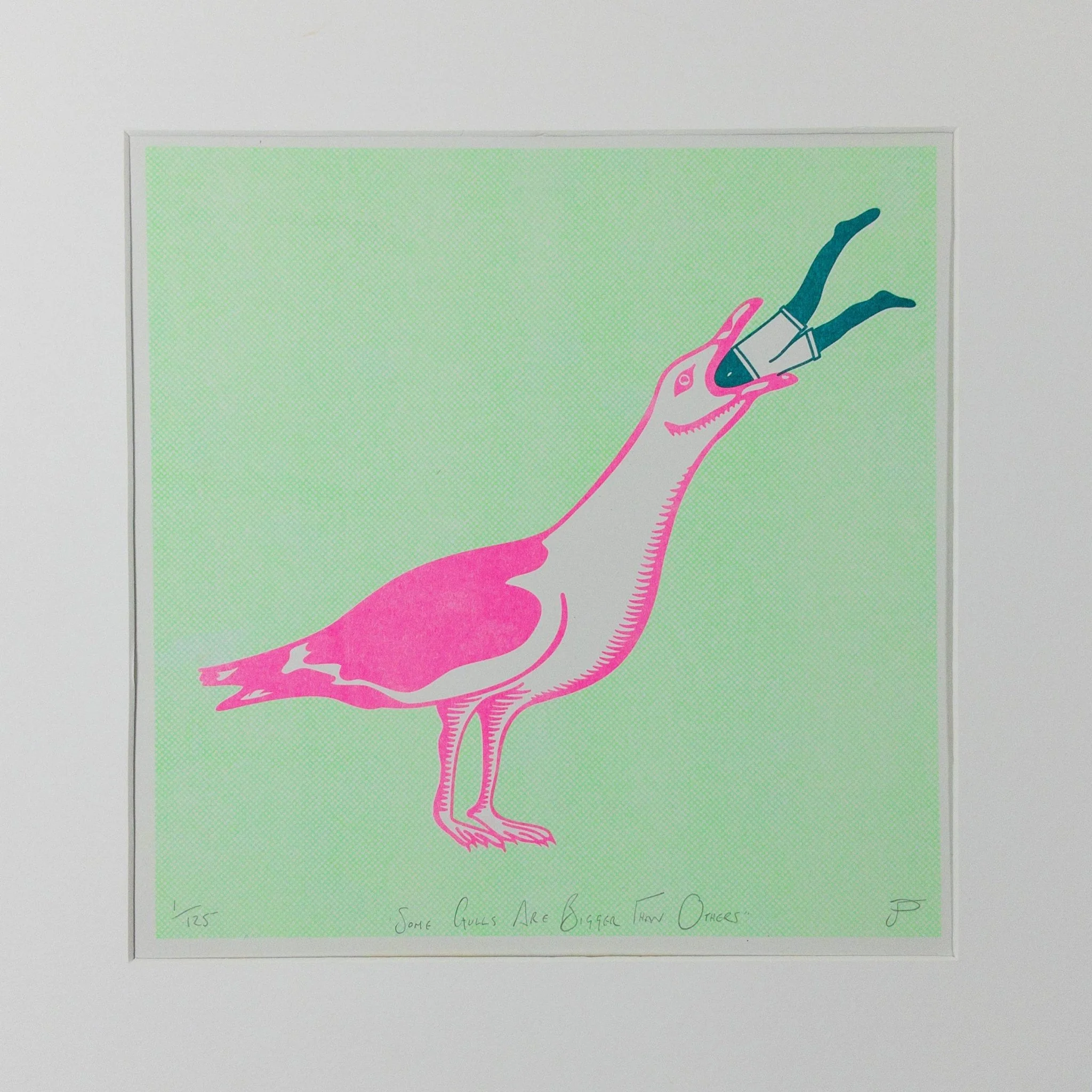 'Some Gulls Are Bigger Than Others' Seagull Riso Art Print - Image 3