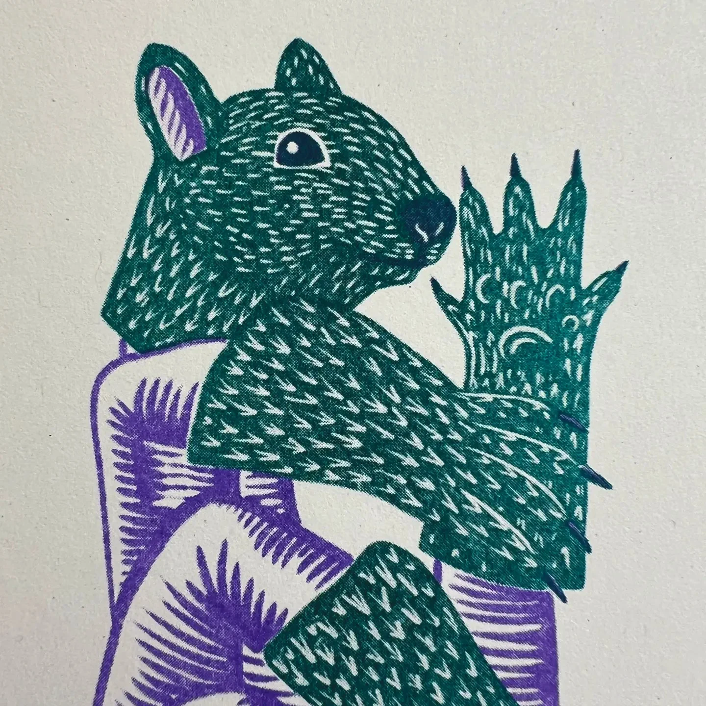 'Squirrel Fingers' Riso Art Print - Image 4