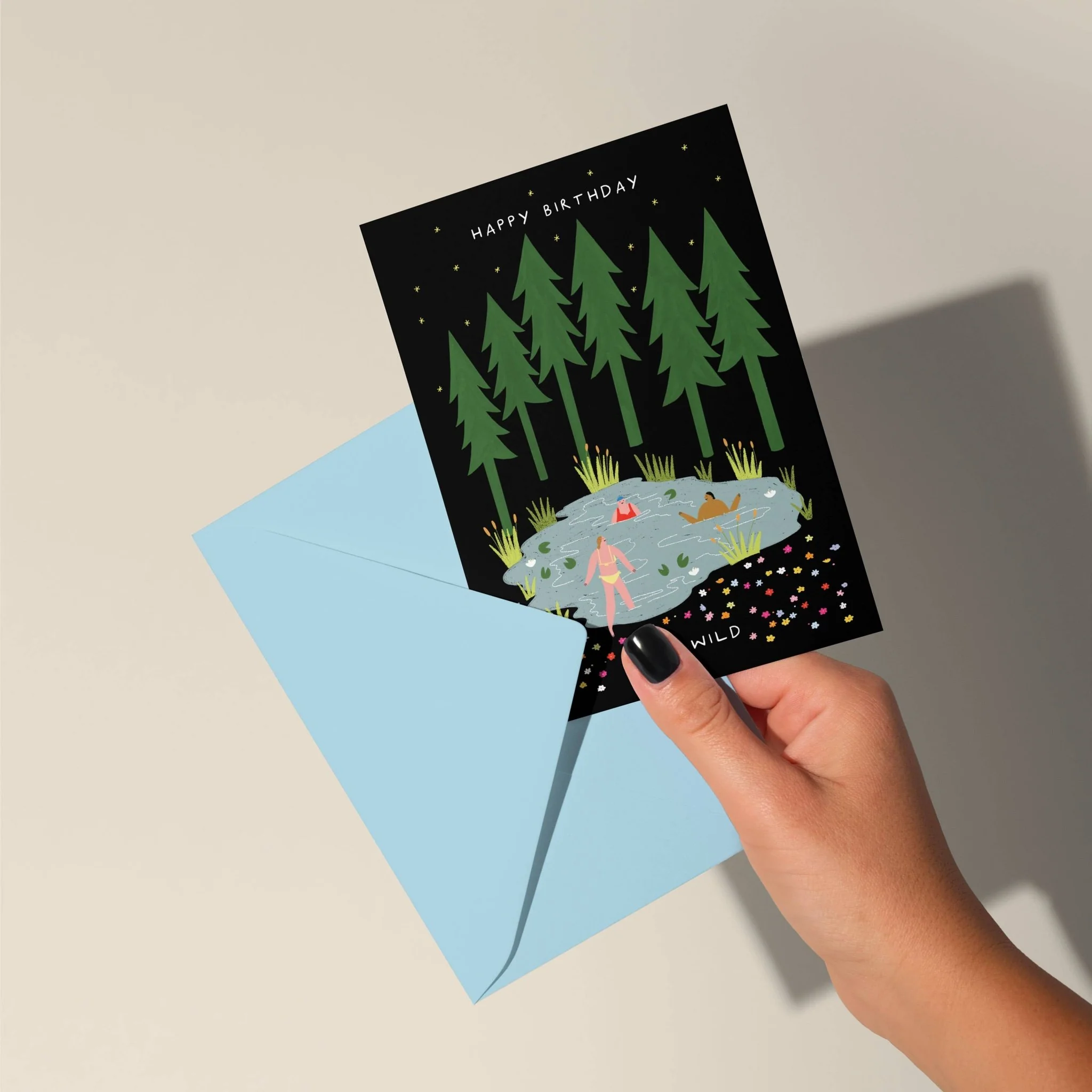 Stay Wild Swimming Birthday Card | Nature Card | Folky Greetings Card - Image 4