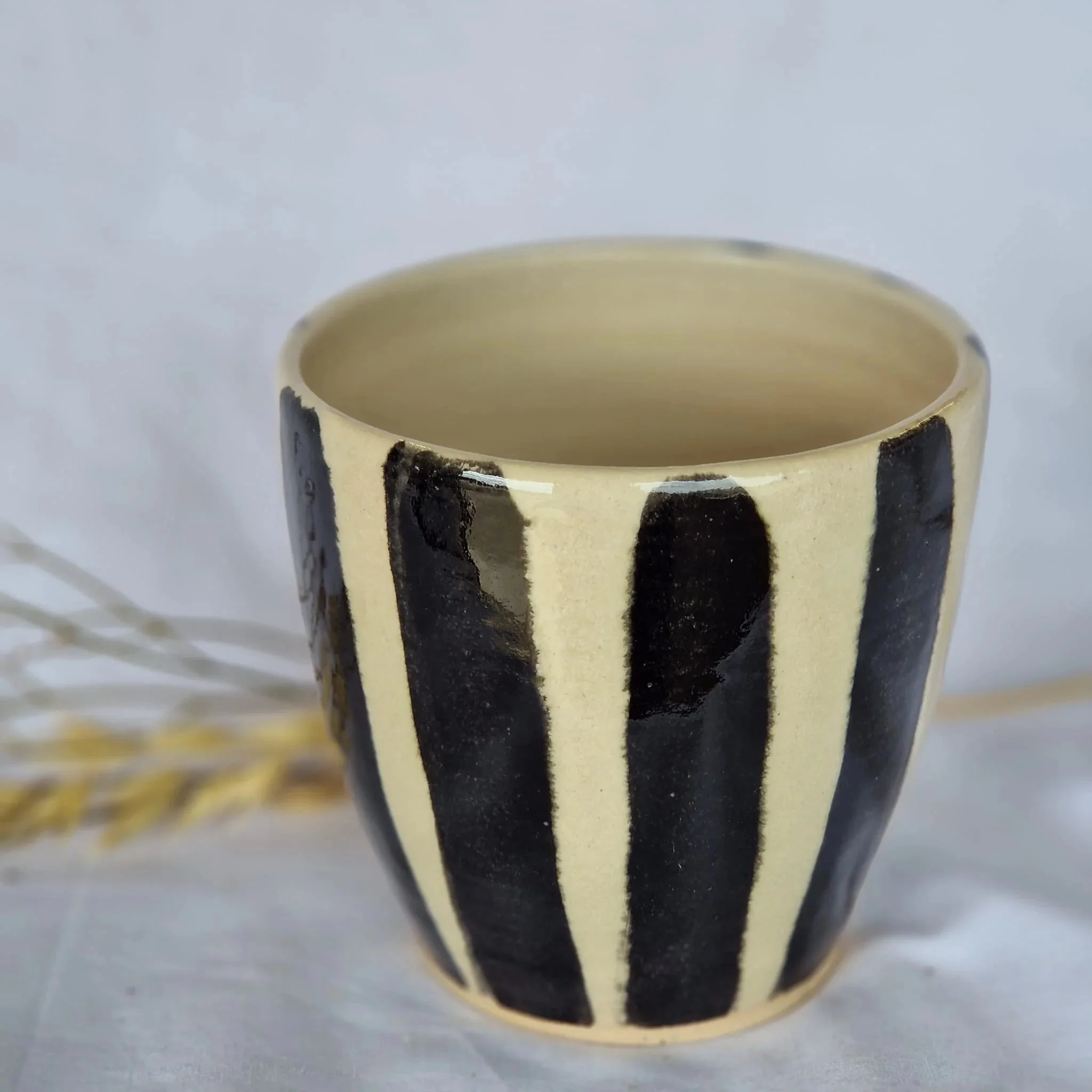 Stripe - Black and White Handmade Ceramic Plant Pot - Image 4