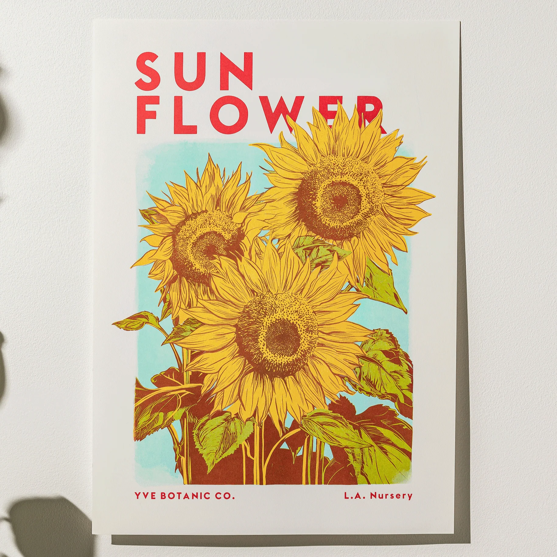 Sunflower Botanical Risograph Print