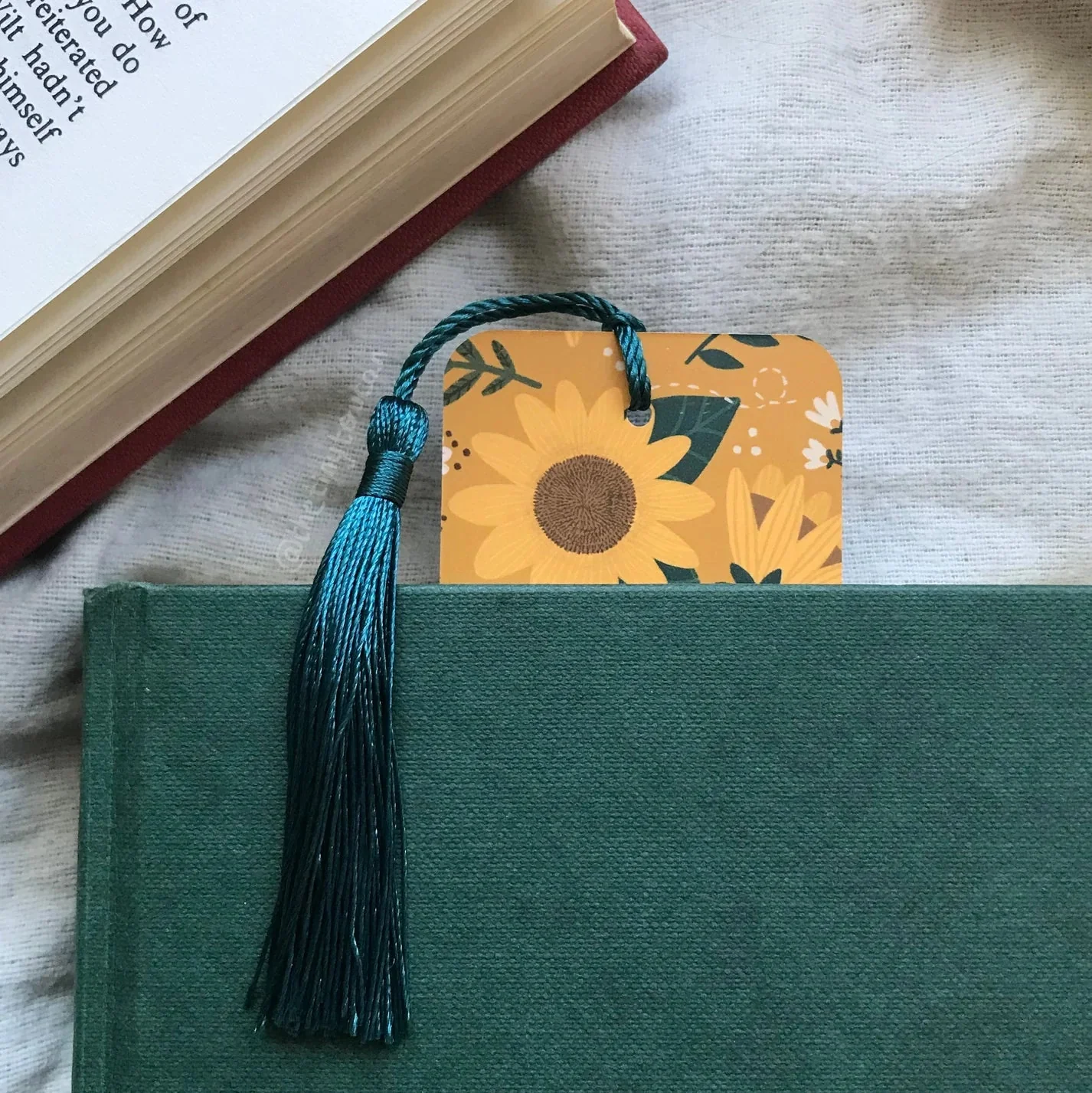 Sunflowers and Bees Bookmark with Tassel - Image 4
