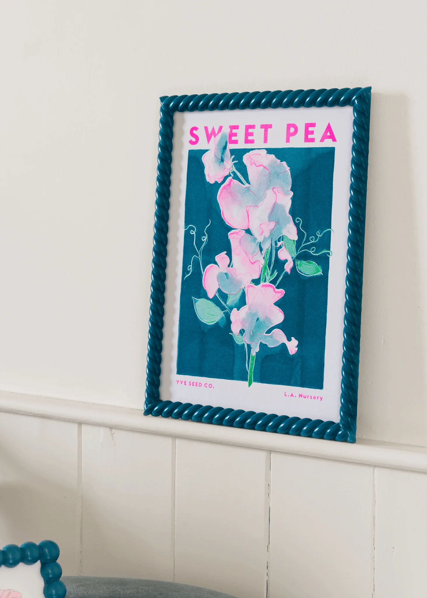 Sweet Pea Flower Risograph Print - Image 2