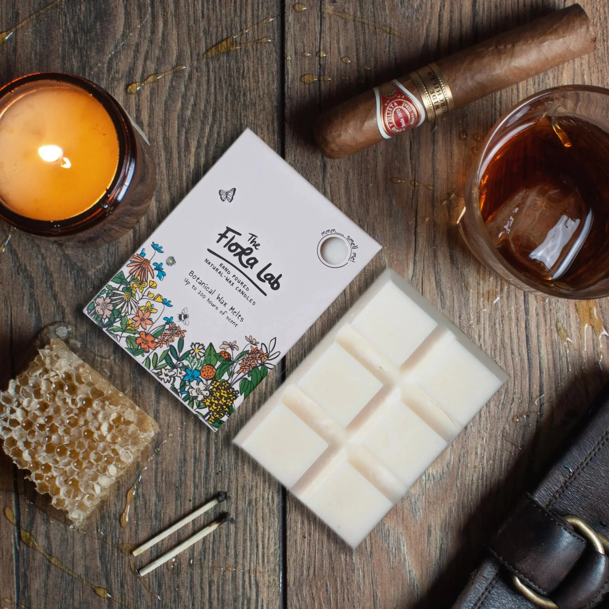 Sweet Smokin' Bourbon Wax Melt Bar | Tobacco. Honey leaf - Image 2