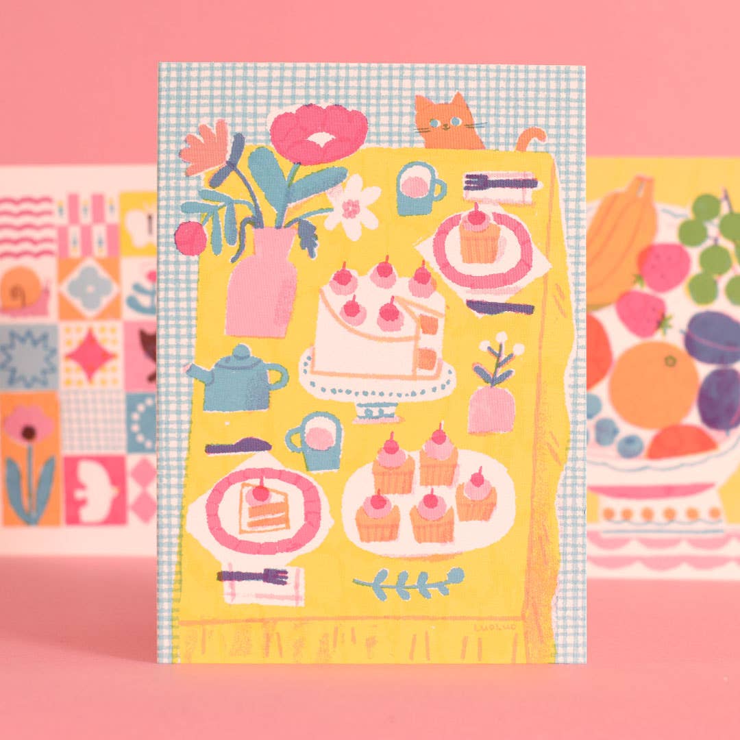 Tea Party | Everyday greetings card | Cat lover, cupcakes - Image 3