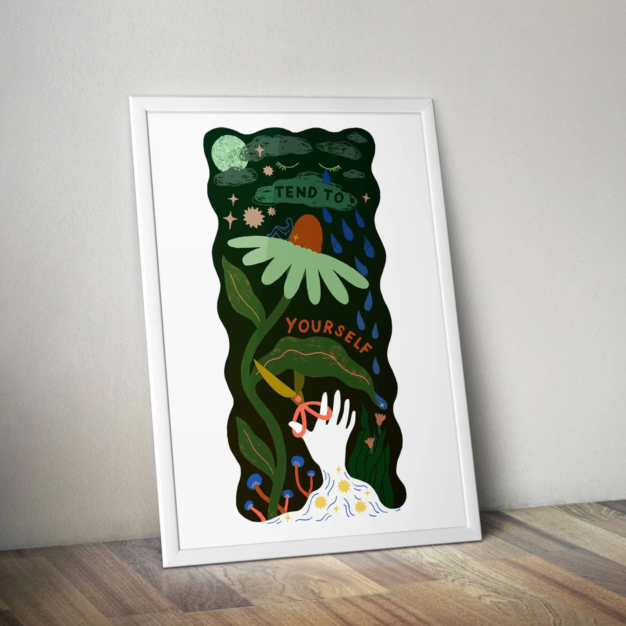 Tend to Yourself Print, Mindful Wellbeing Self Care Wall Art