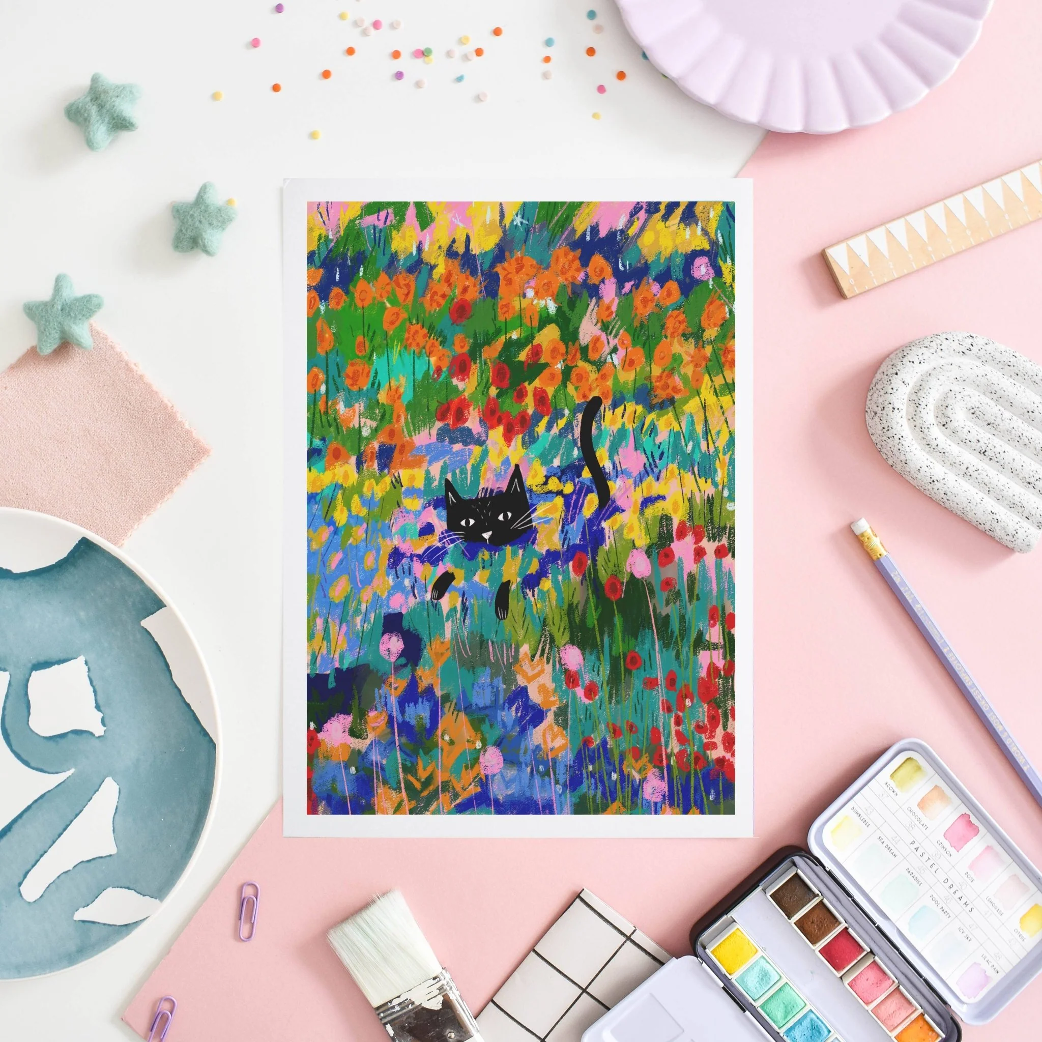 Niaski The Cat in the Garden at Arles Print – Inspired by Vincent van Gogh - Image 2