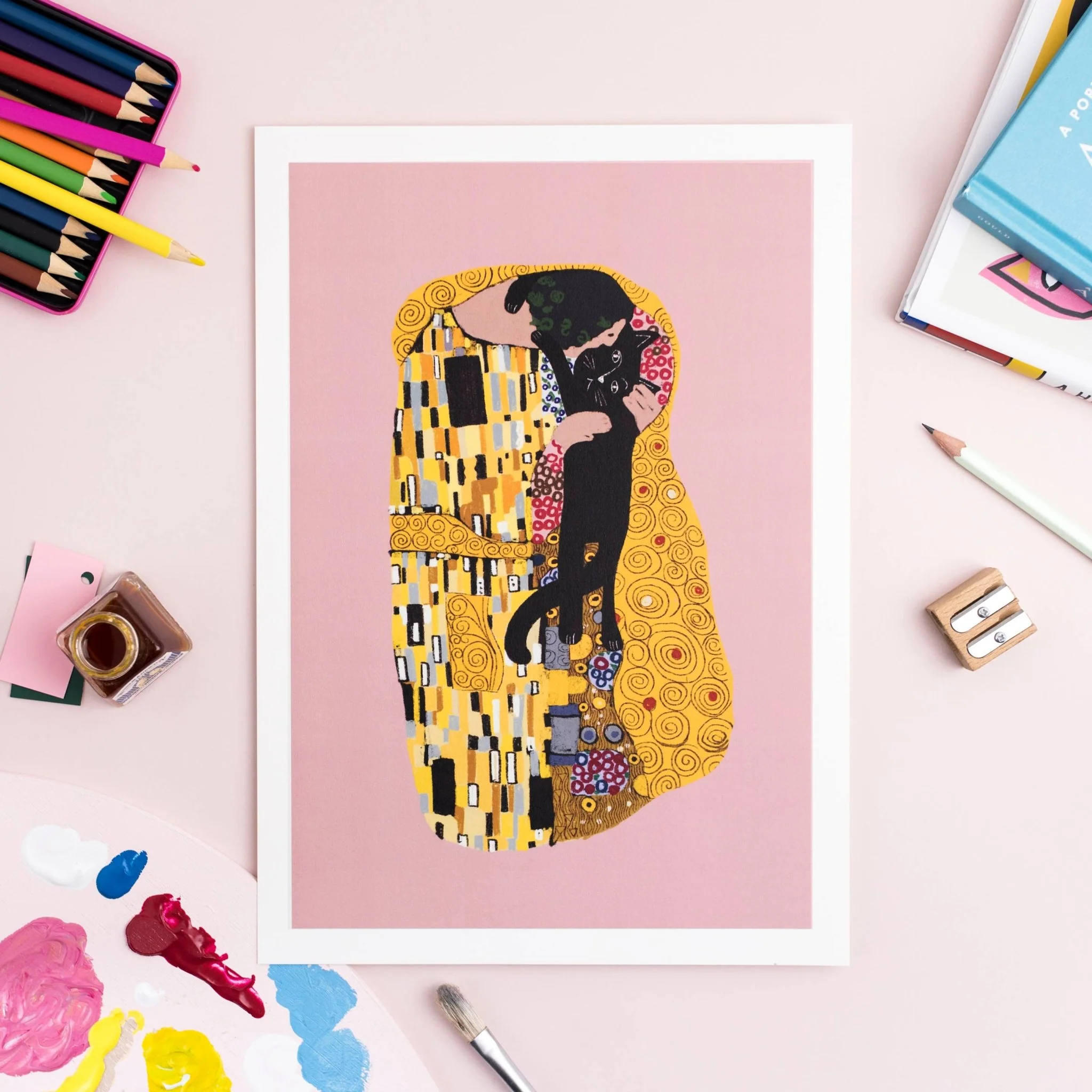 Niaski The Cat Kiss Art Print – Inspired by Gustav Klimt - Image 2