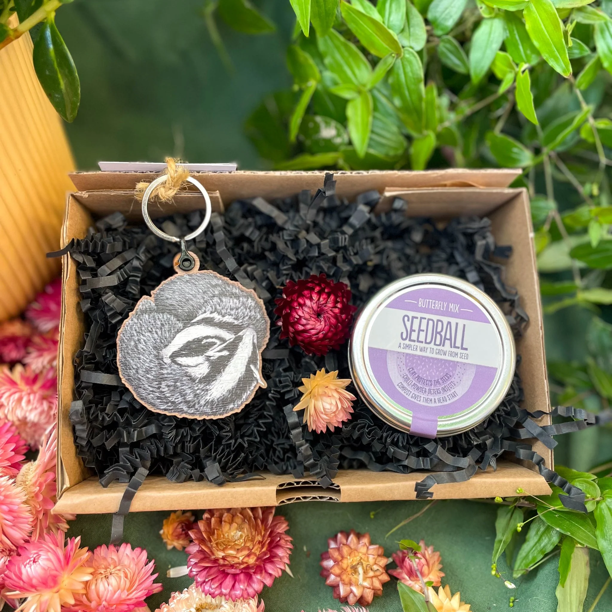 The Nature Lover Mini Gift Set - Wooden Keyring and Wildflower Seeds - Choose your own! - Image 12
