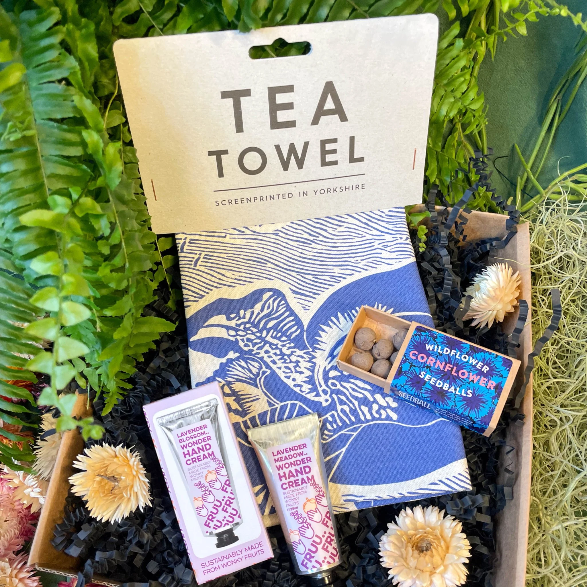 The Screen Printed Tea Towel, Wonky Fruit Hand Cream & Wildflower Seed Gift Set - Image 3
