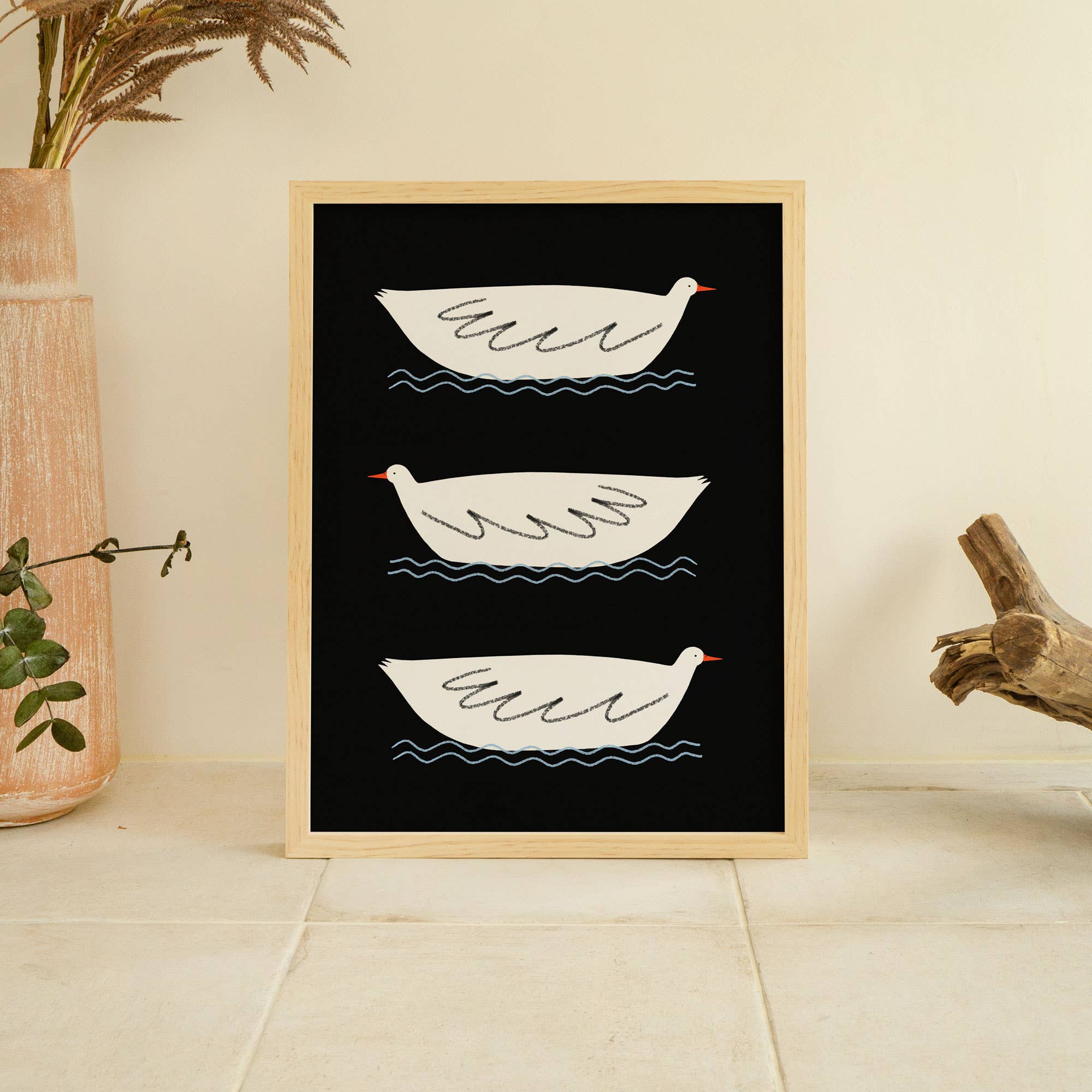Three Little Ducks Art Print | Nursery Wall Art | Children's