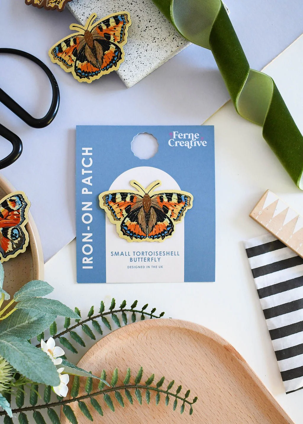 Tortoiseshell Butterfly Embroidered Iron-On Patch - Image 3